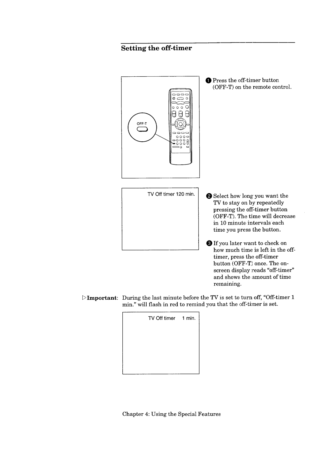 Mitsubishi Electronics CS-35305 manual Setting the off-timer 