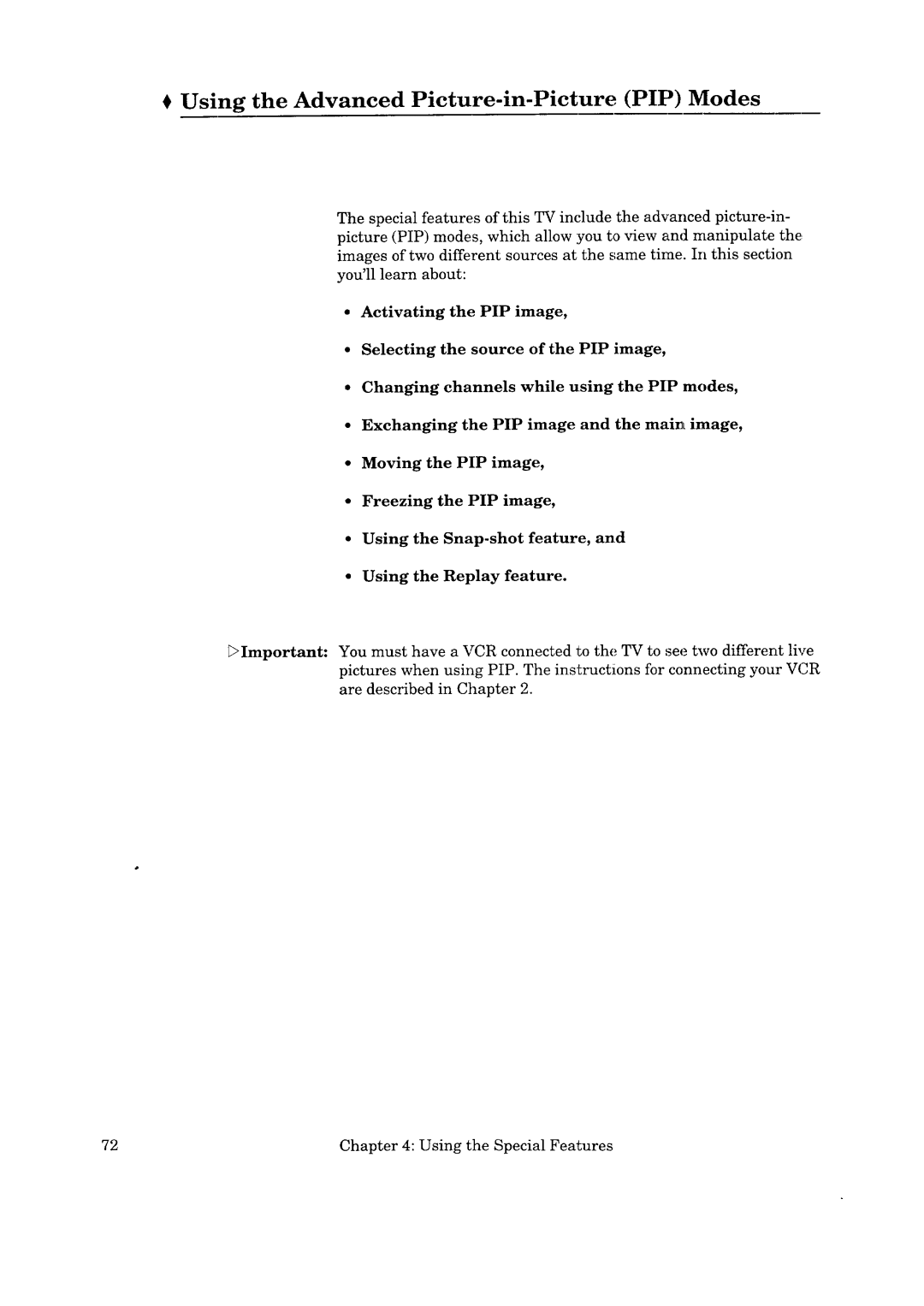 Mitsubishi Electronics CS-35305 manual Using the Advanced Picture-in-Picture PIP Modes 