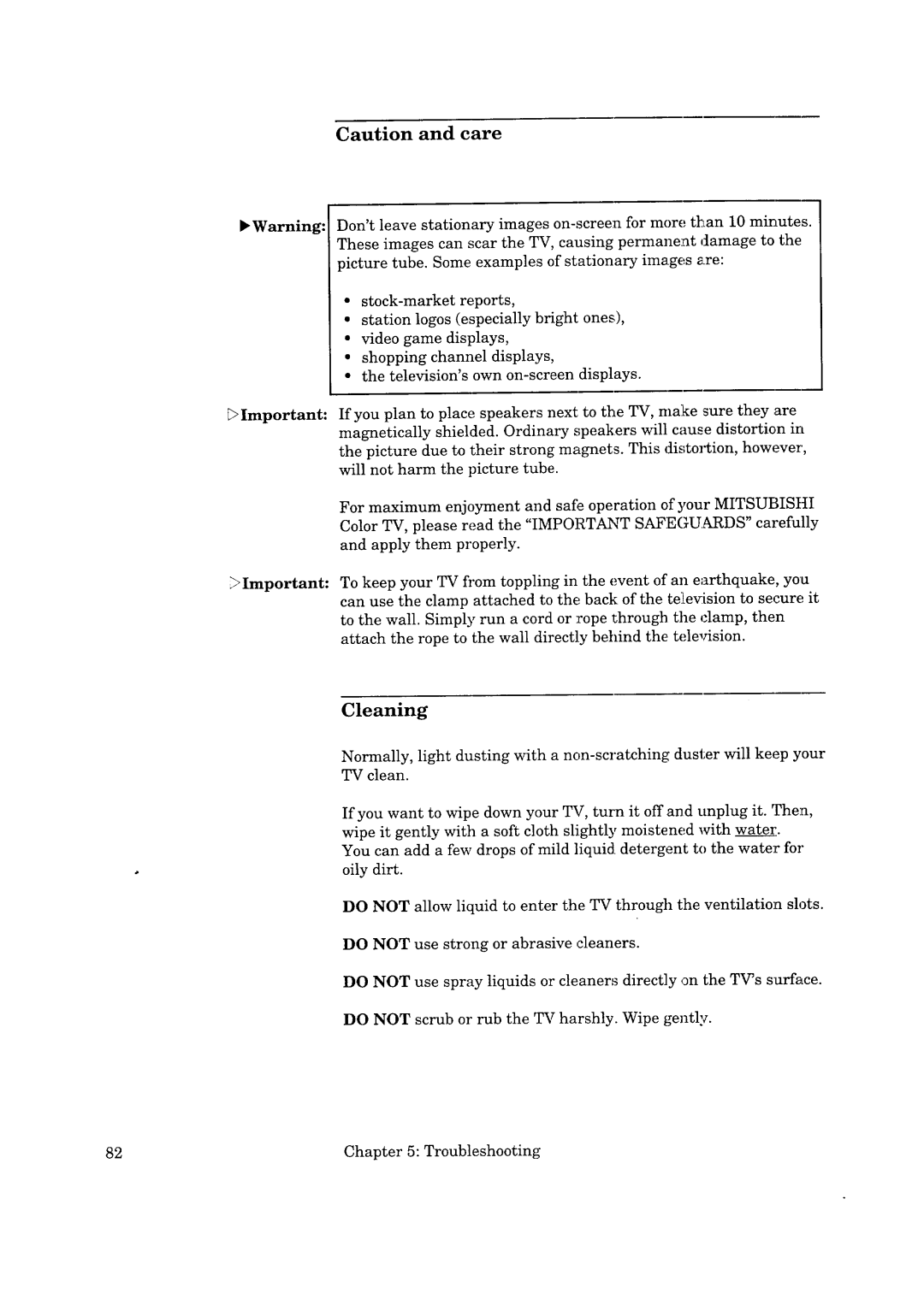 Mitsubishi Electronics CS-35305 manual Cleaning 