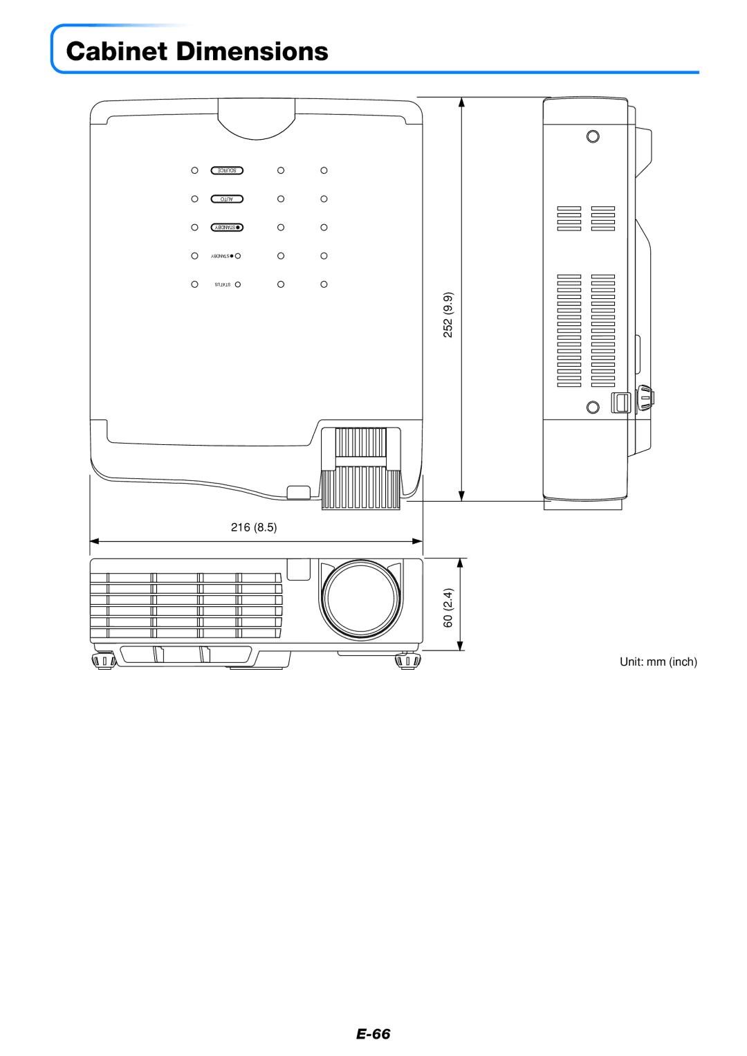 Mitsubishi Electronics DATA PROJECTOR user manual Cabinet Dimensions 