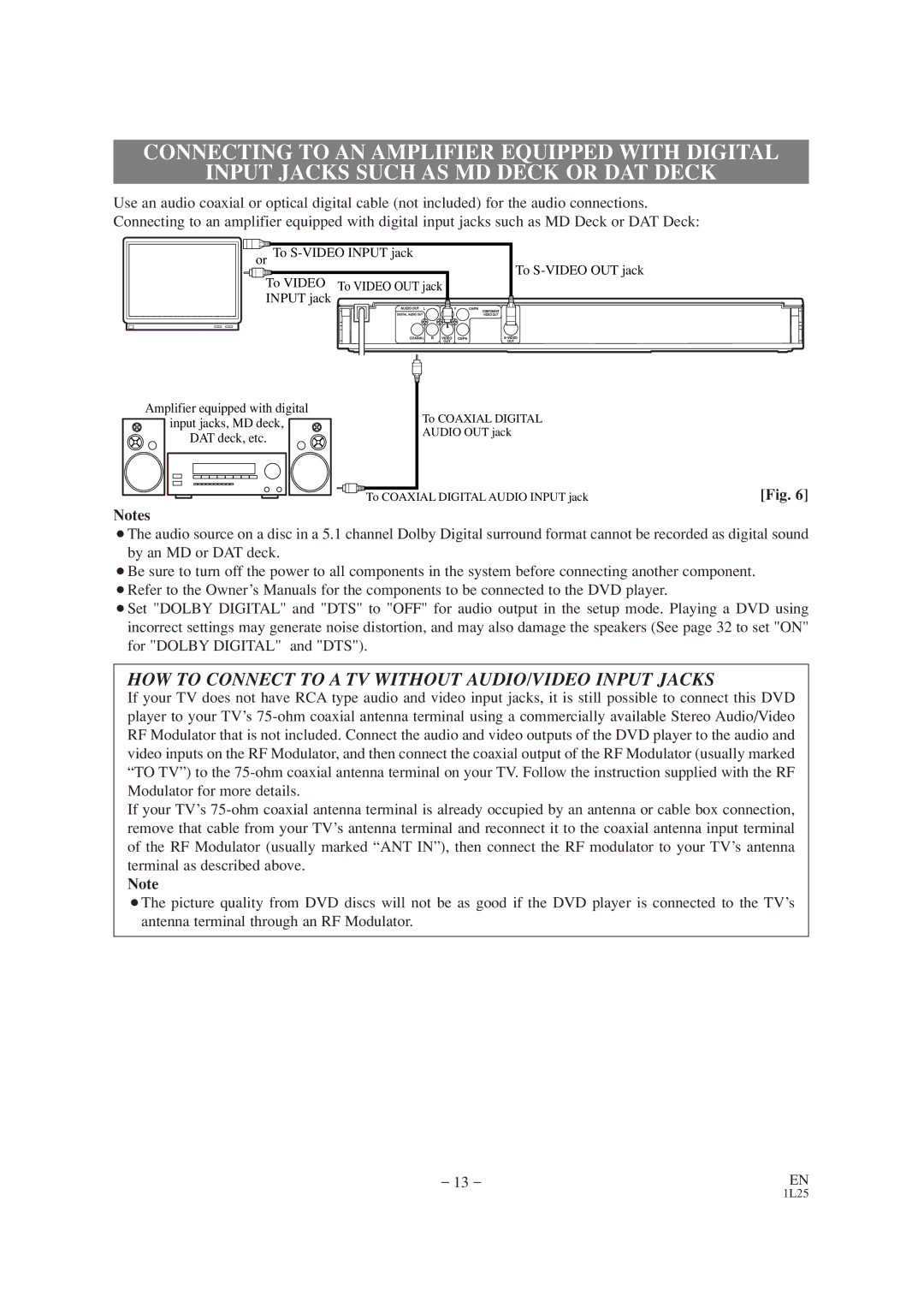 Mitsubishi Electronics DD-6050 manual HOW to Connect to a TV Without AUDIO/VIDEO Input Jacks 