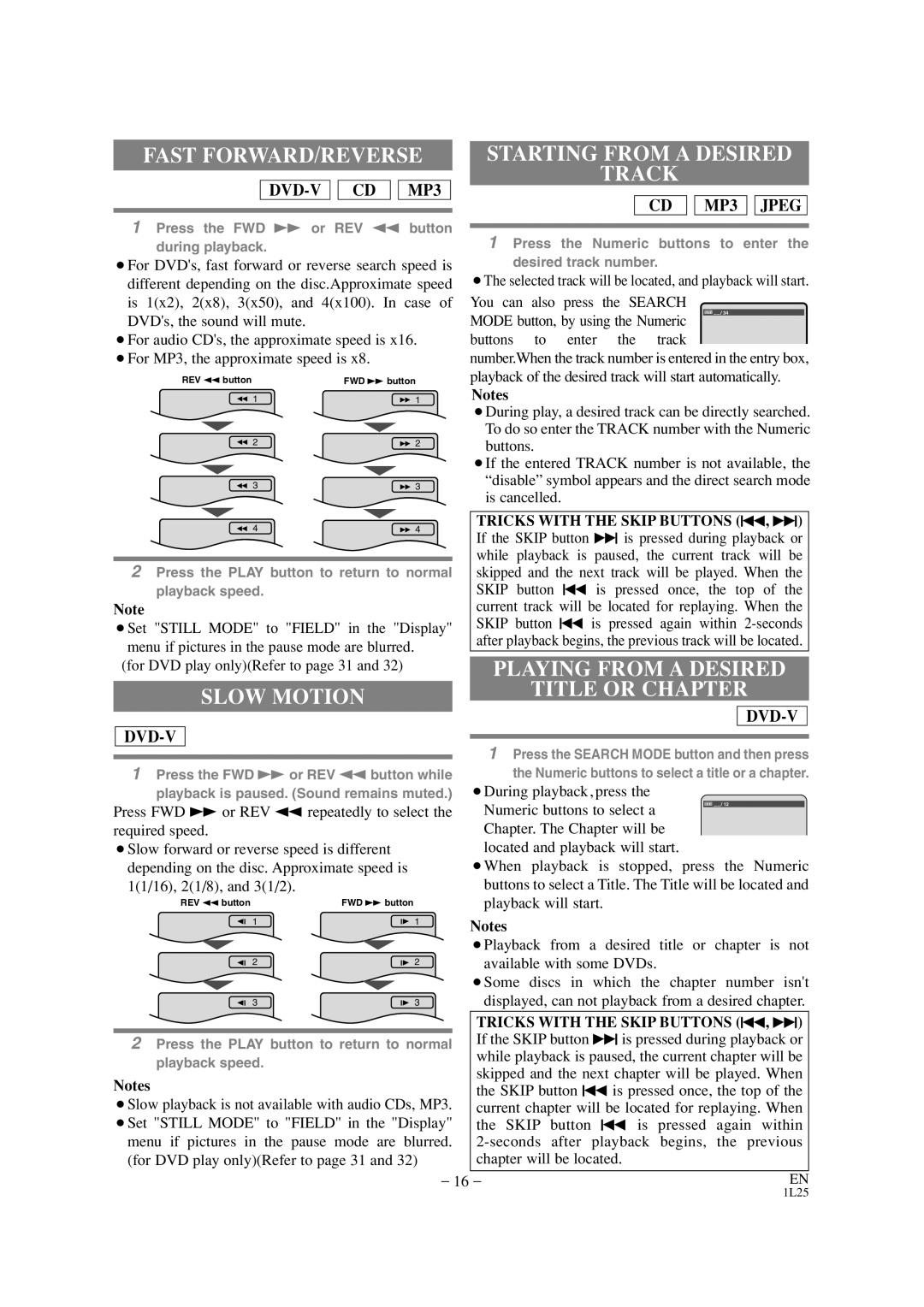 Mitsubishi Electronics DD-6050 manual Fast FORWARD/REVERSE, Slow Motion, Starting from a Desired Track 