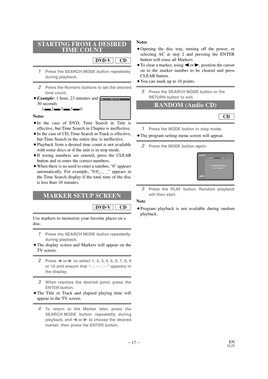 Mitsubishi Electronics DD-6050 manual Starting from a Desired Time Count, Marker Setup Screen 