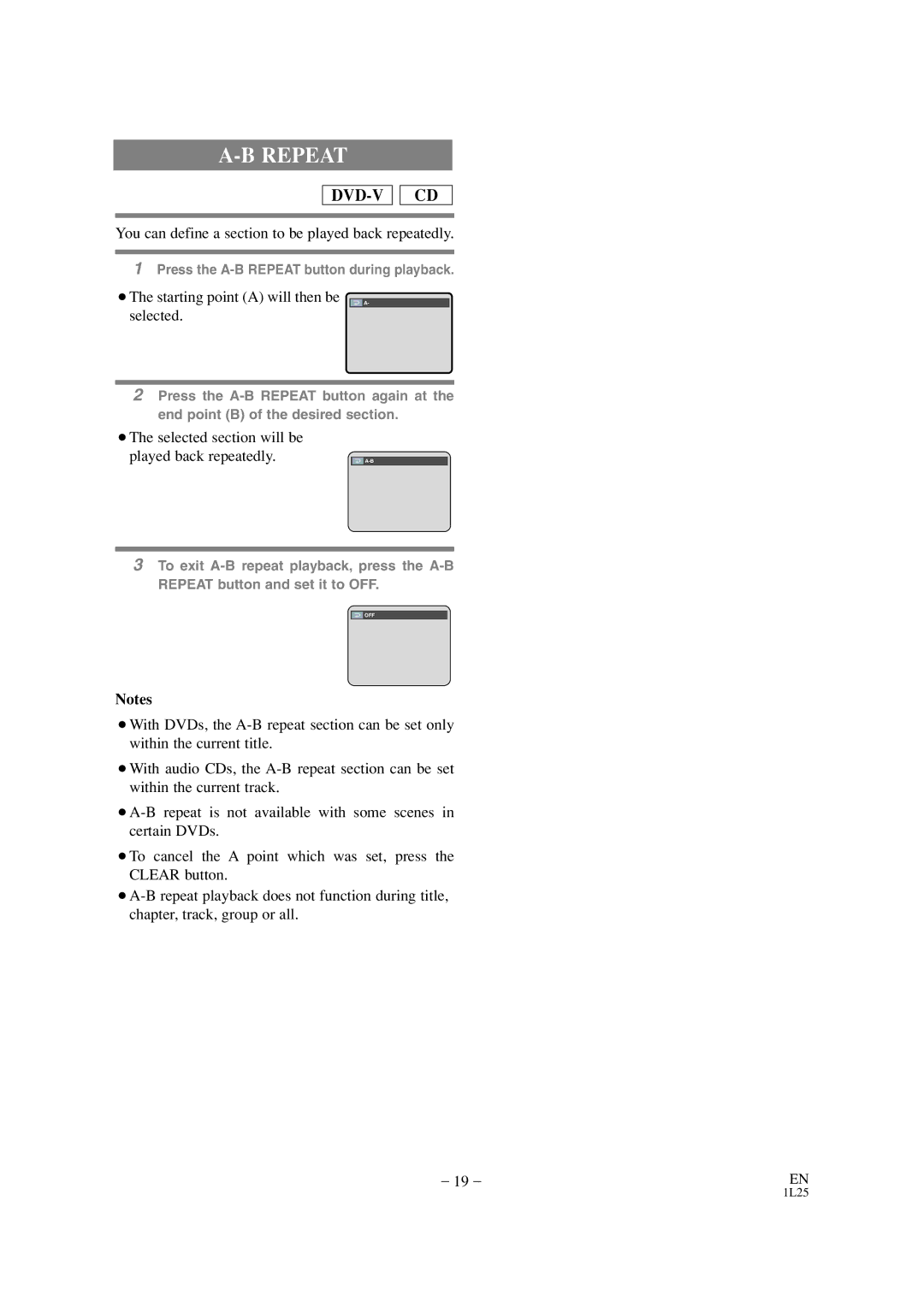 Mitsubishi Electronics DD-6050 manual You can define a section to be played back repeatedly, ¡The selected section will be 