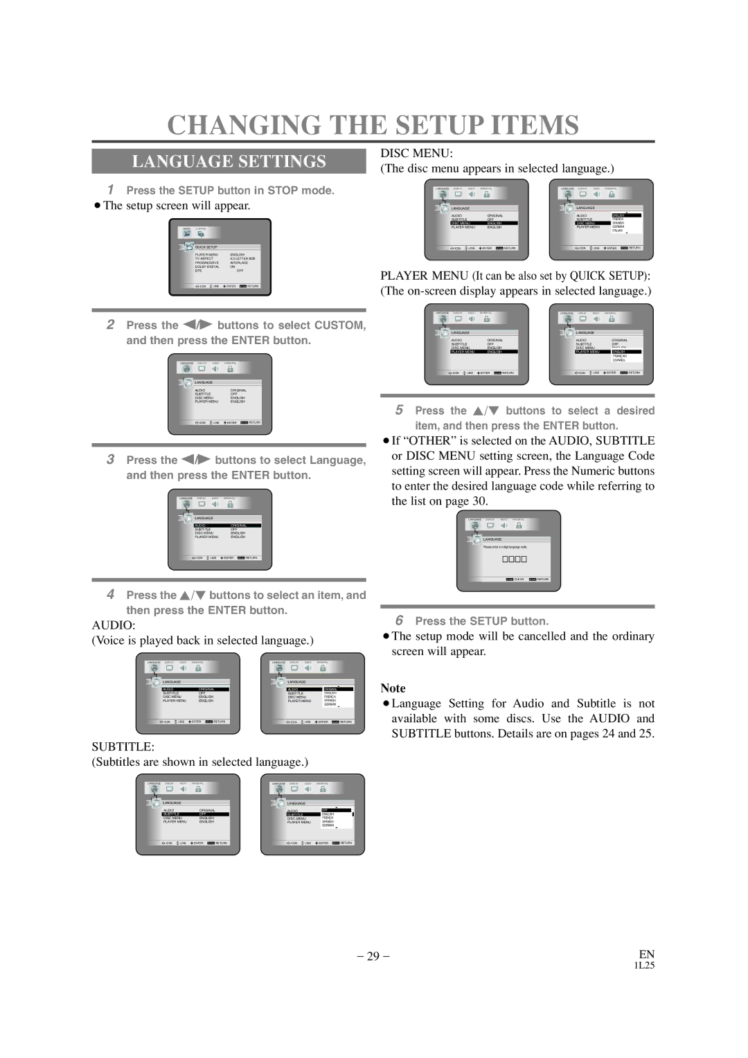 Mitsubishi Electronics DD-6050 Changing the Setup Items, Language Settings, Voice is played back in selected language 