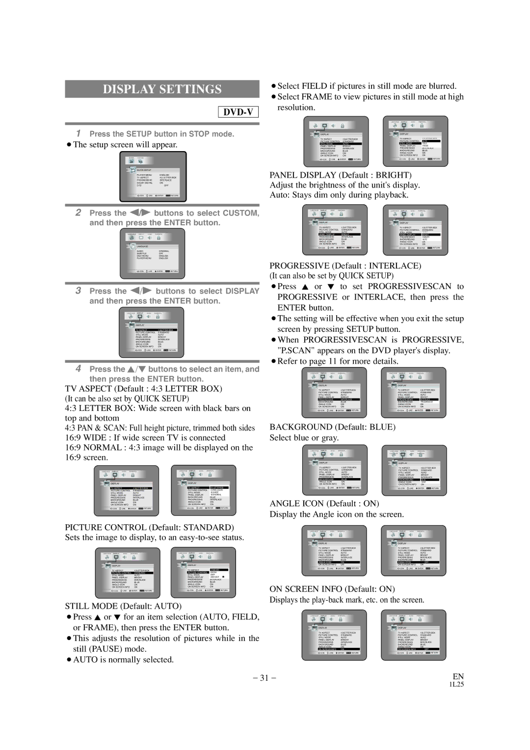 Mitsubishi Electronics DD-6050 manual Display Settings 