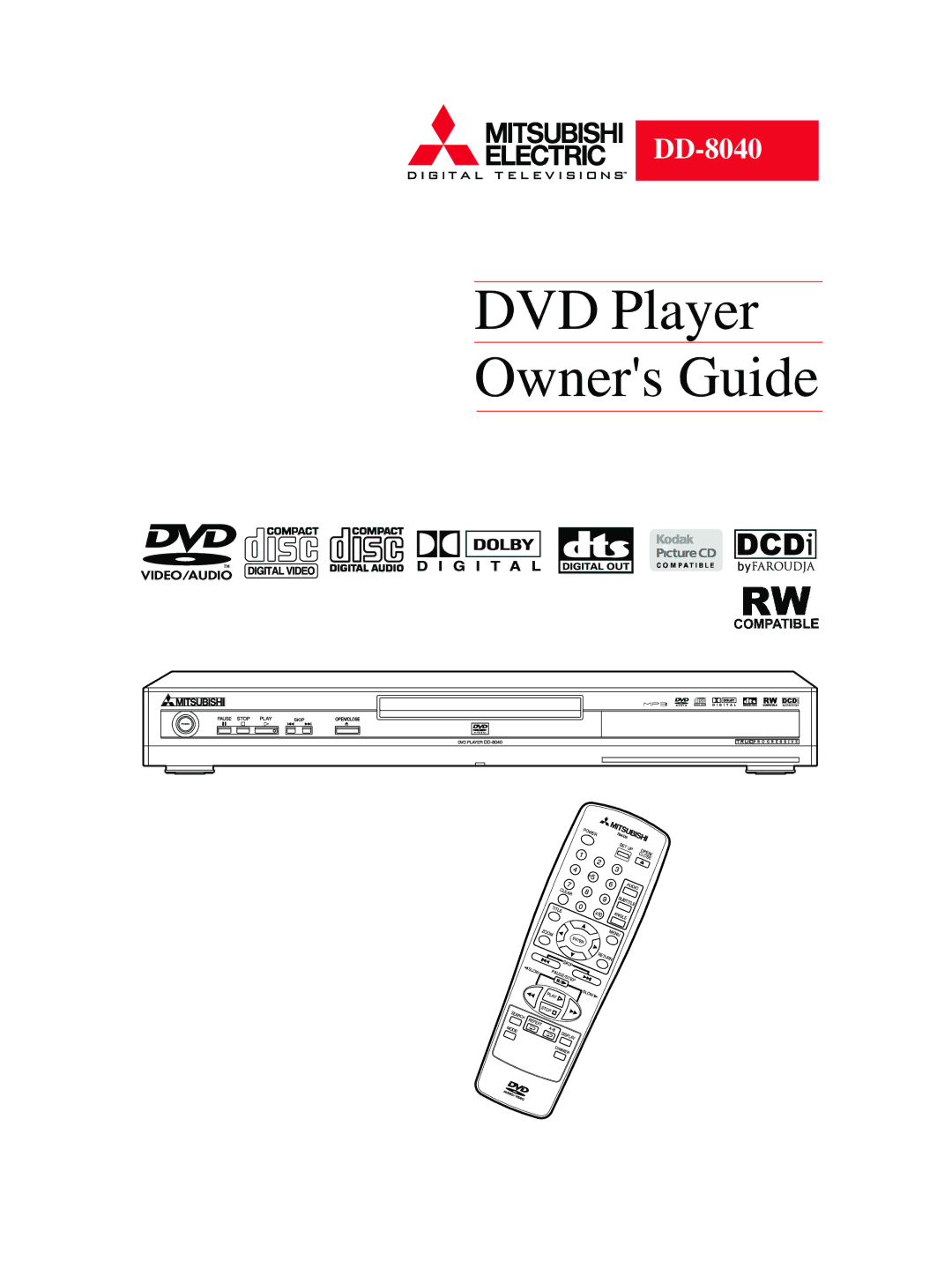 Mitsubishi Electronics DD-8040 manual DVD Player Owners Guide 