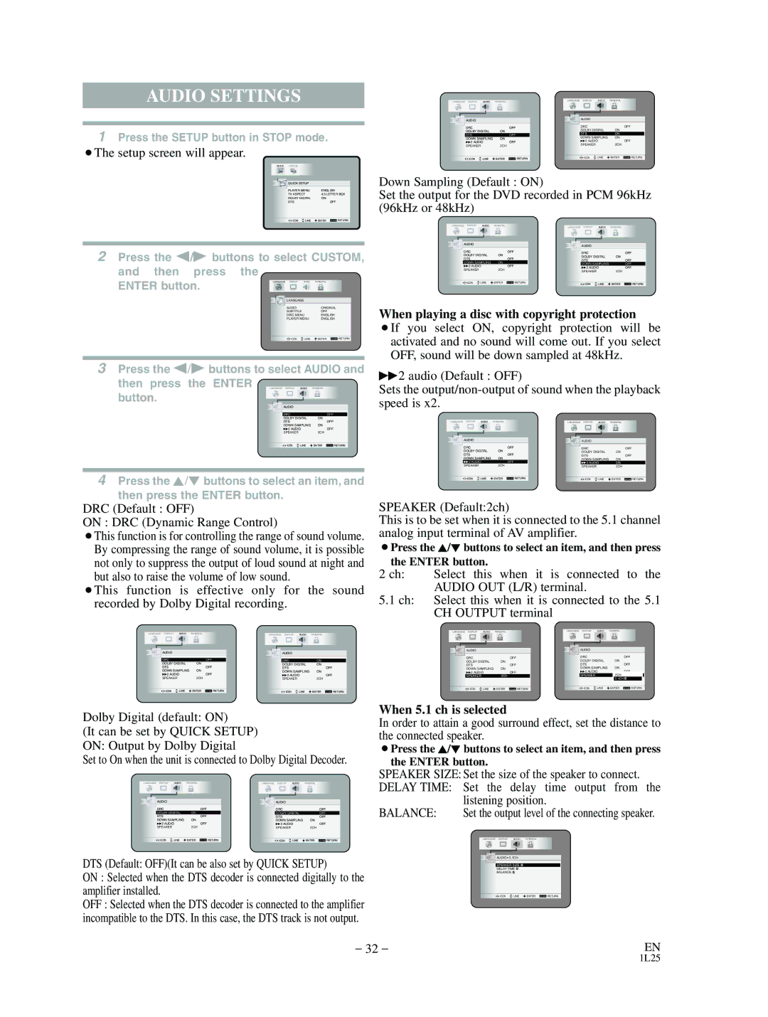 Mitsubishi Electronics DD-8040 manual Audio Settings 