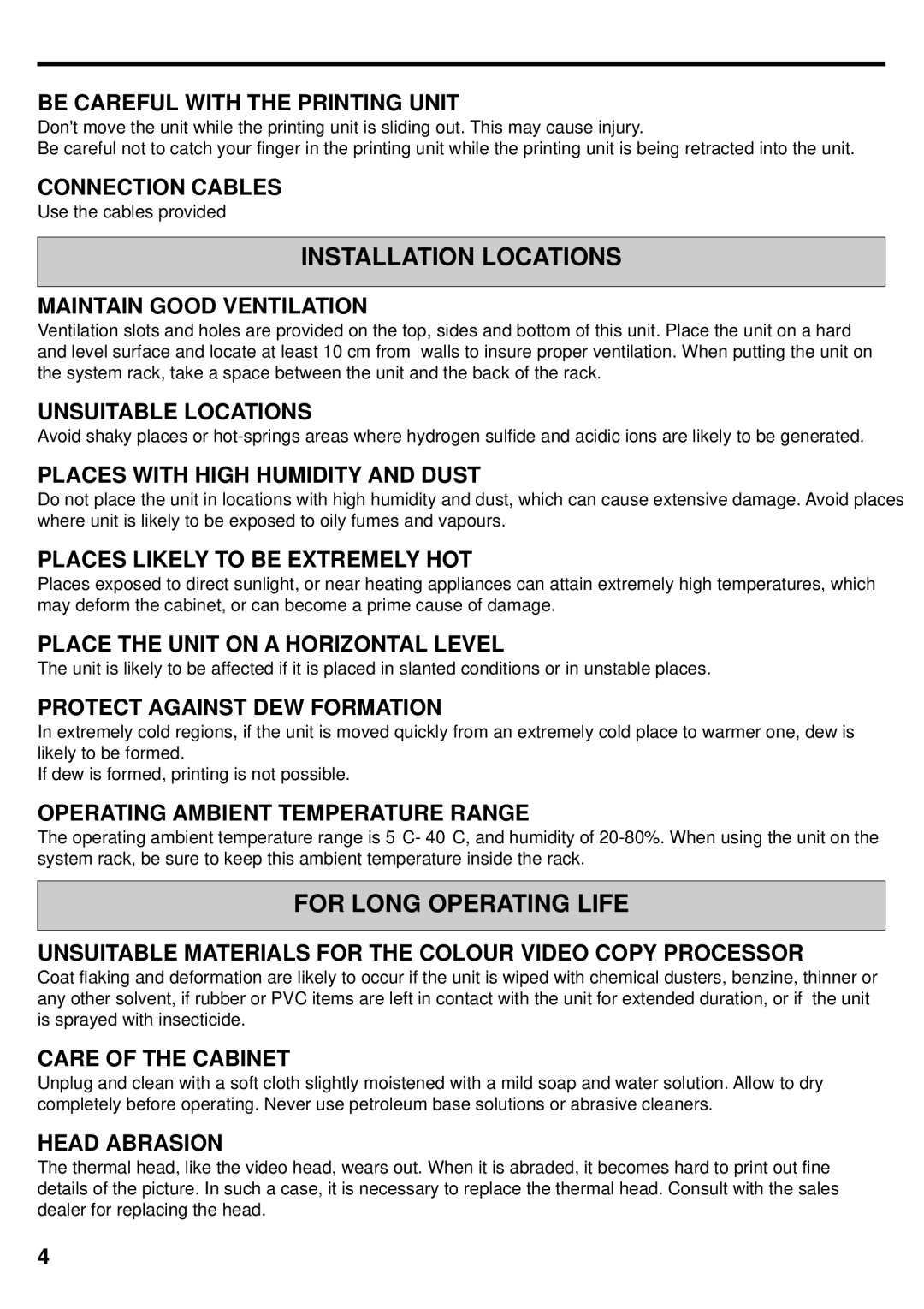 Mitsubishi Electronics DIS710E operation manual Installation Locations, For Long Operating Life 