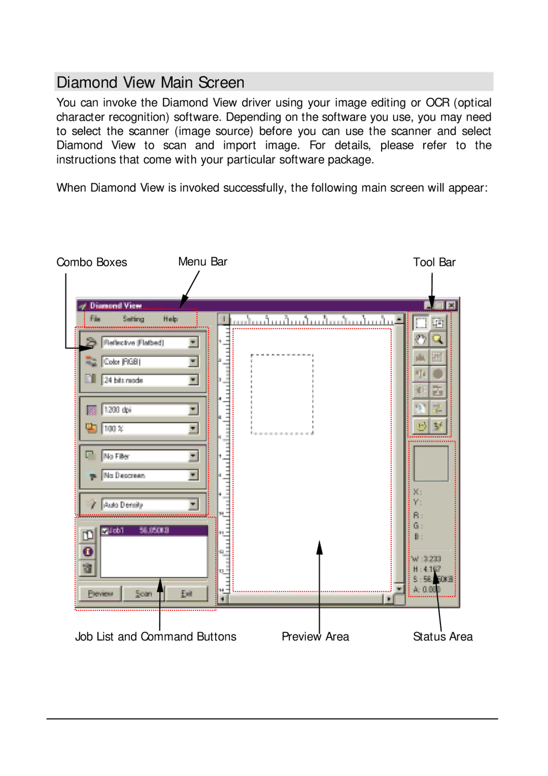 Mitsubishi Electronics DV1248ST user manual Diamond View Main Screen 