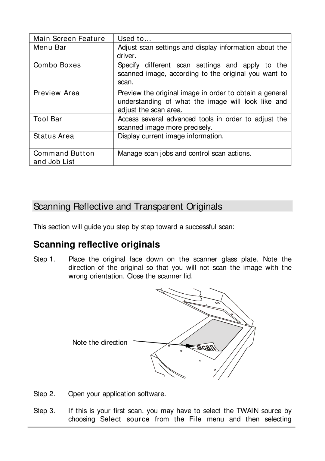 Mitsubishi Electronics DV1248ST user manual Scanning Reflective and Transparent Originals, Scanning reflective originals 