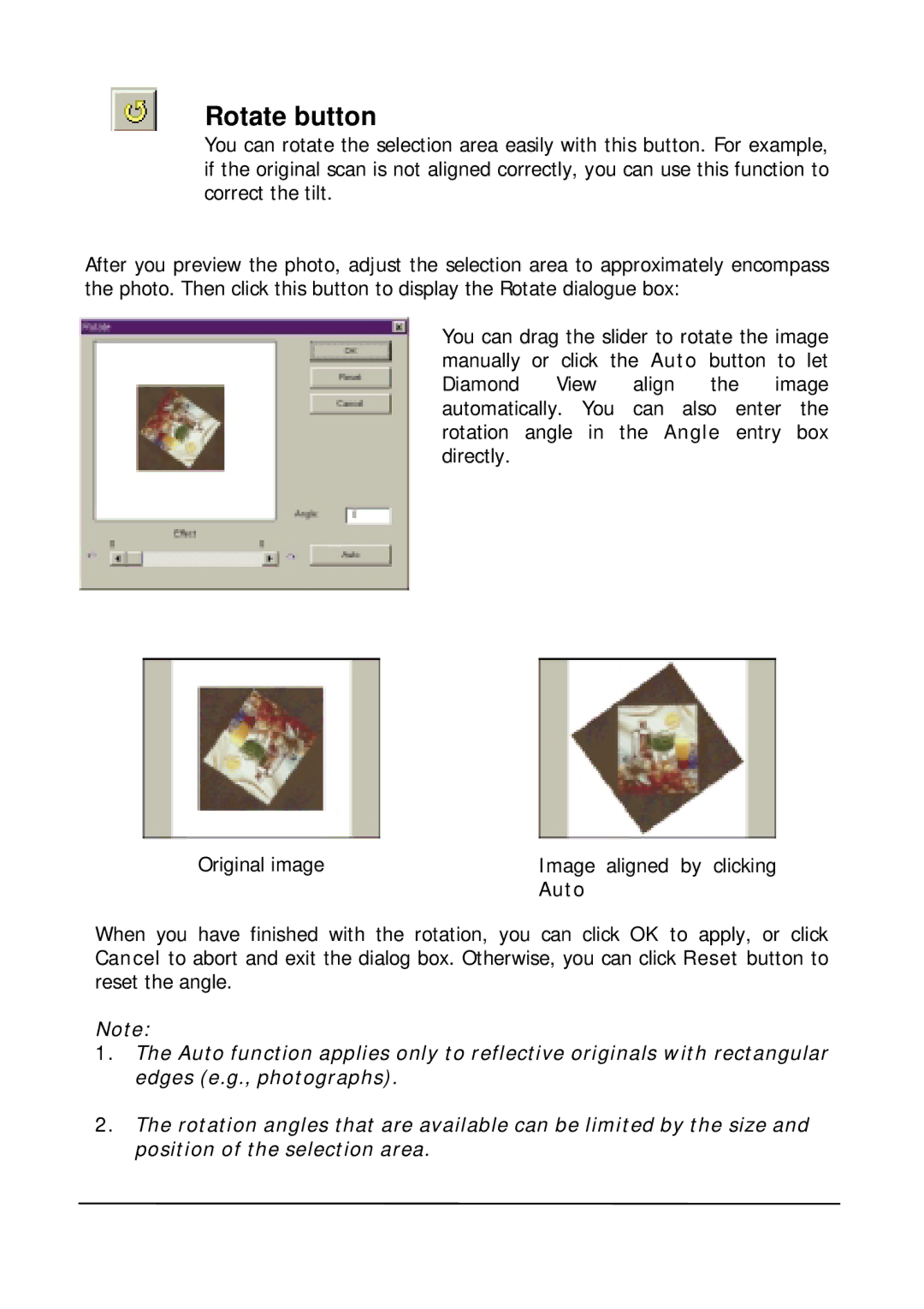 Mitsubishi Electronics DV1248ST user manual Rotate button, Auto 