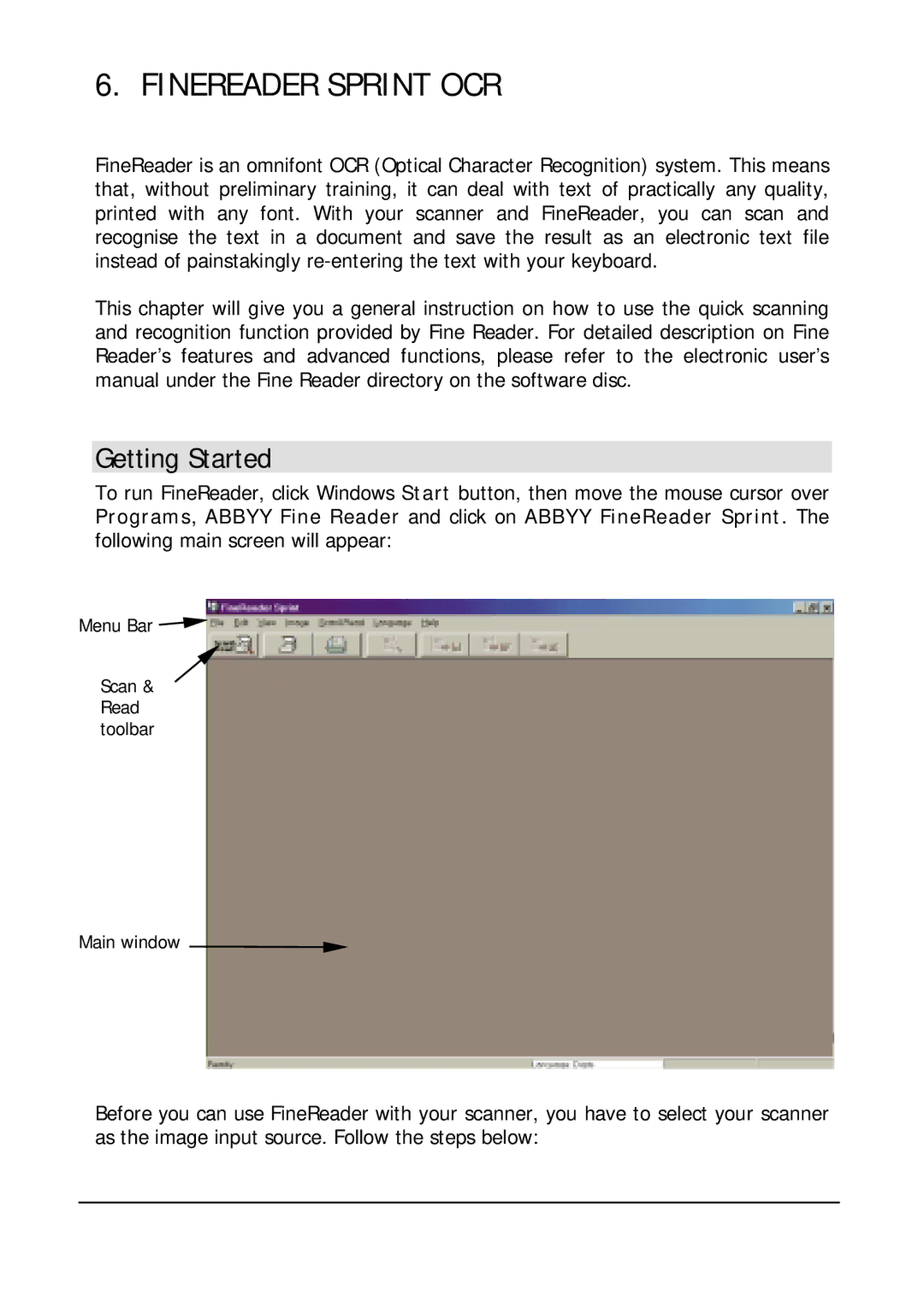 Mitsubishi Electronics DV1248ST user manual Finereader Sprint OCR, Getting Started 