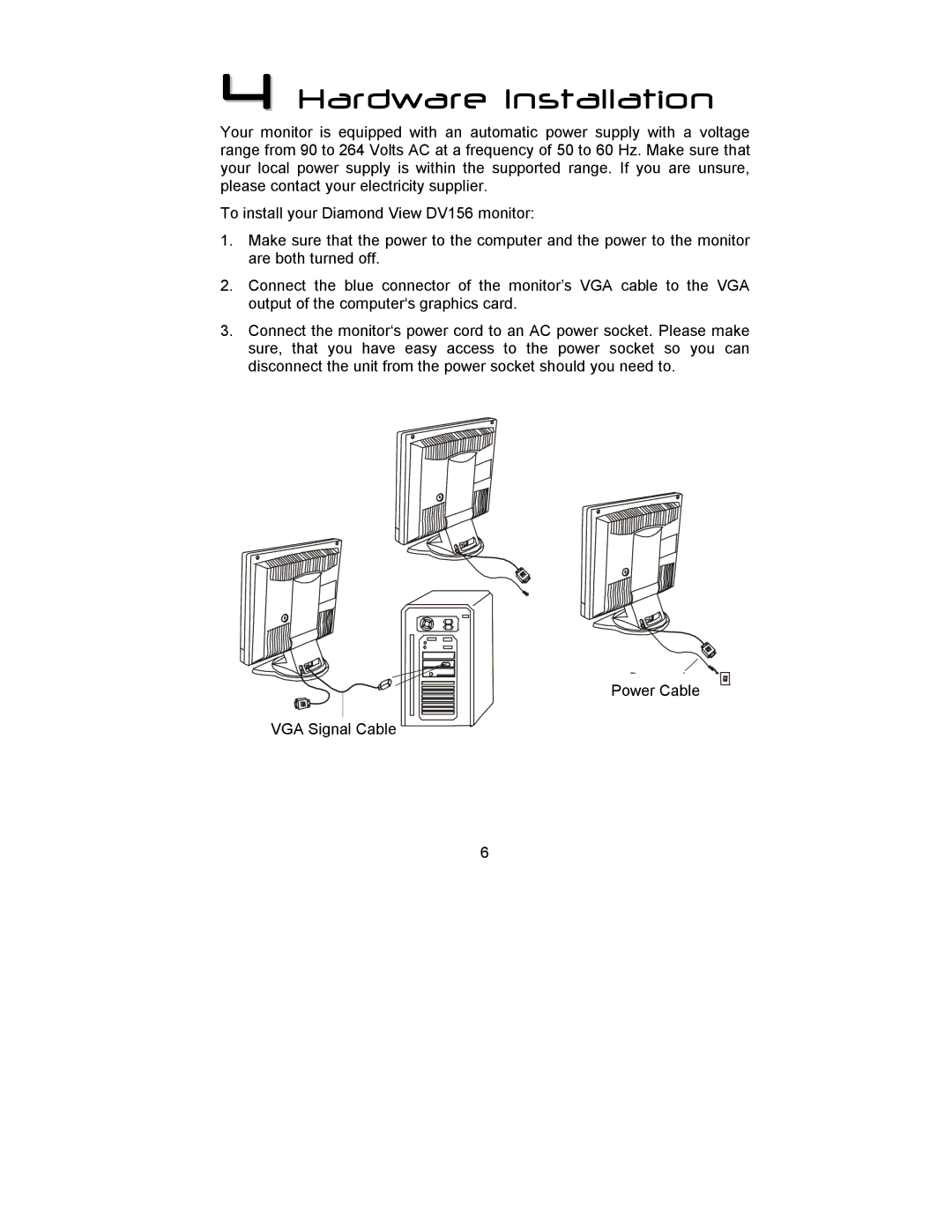 Mitsubishi Electronics DV156 manual Hardware Installation 