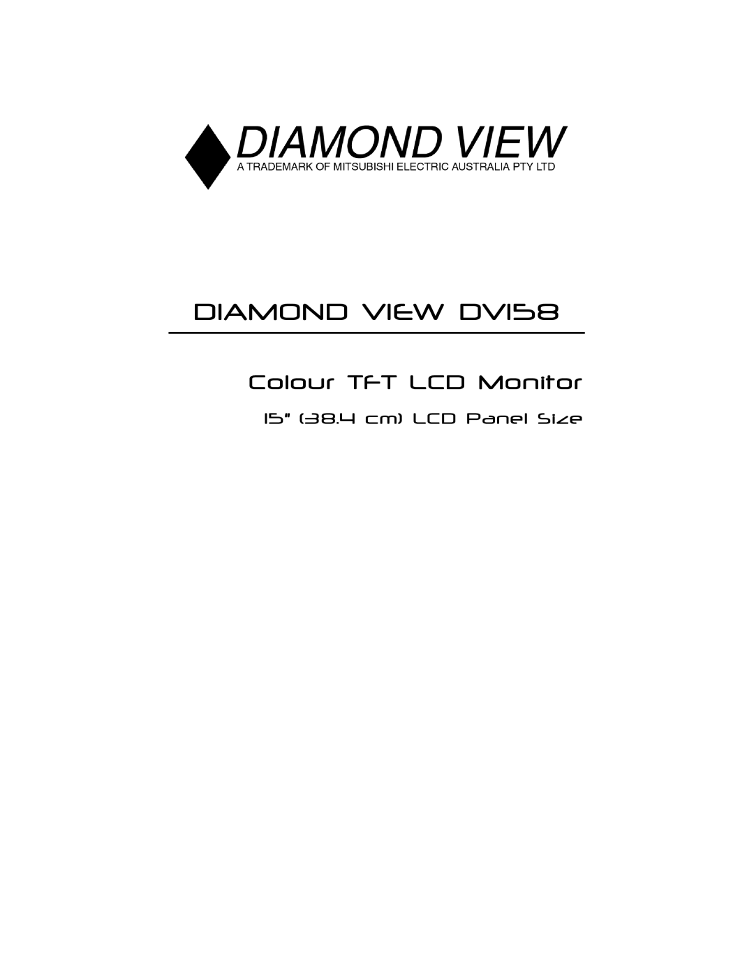 Mitsubishi Electronics manual Diamond View DV158 