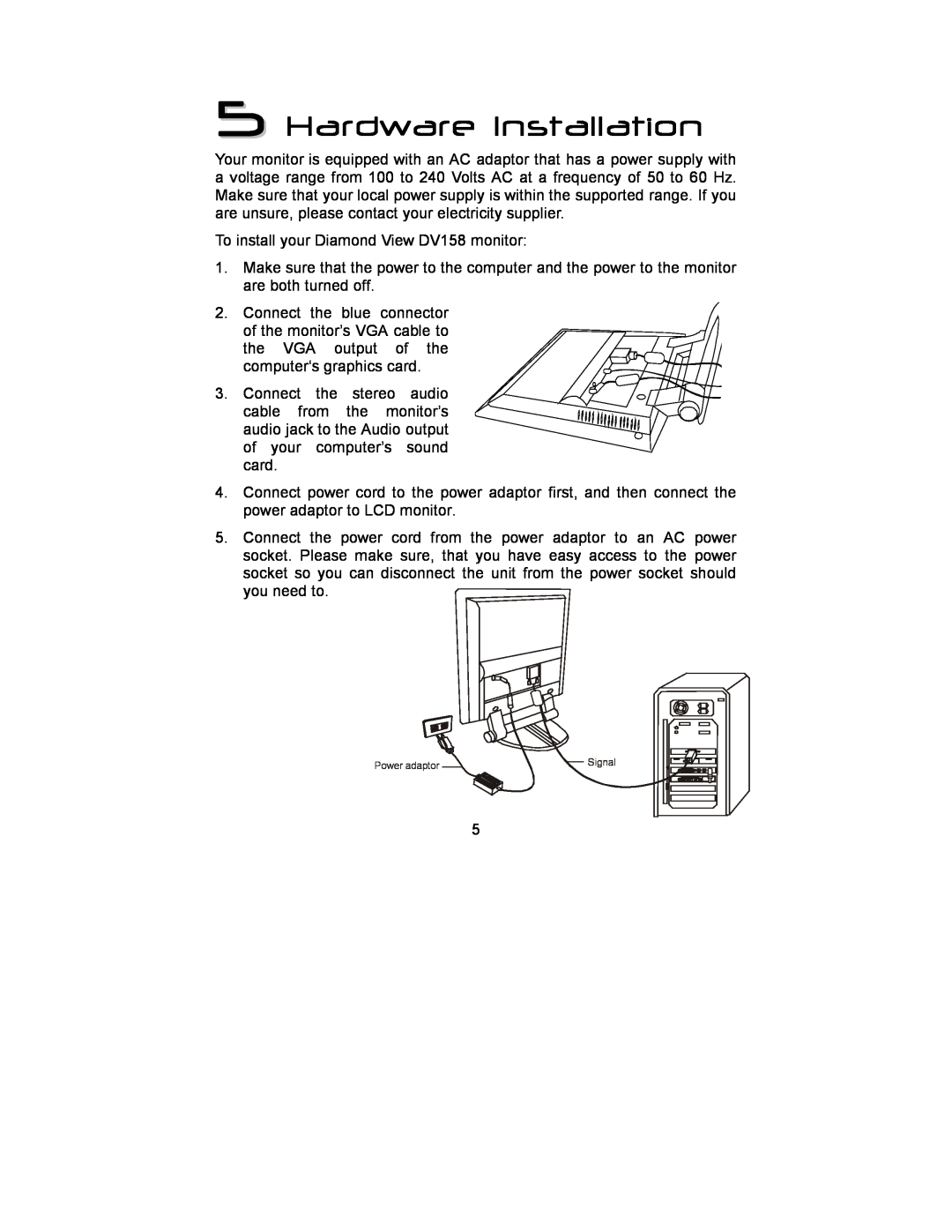 Mitsubishi Electronics DV158 manual Hardware Installation 
