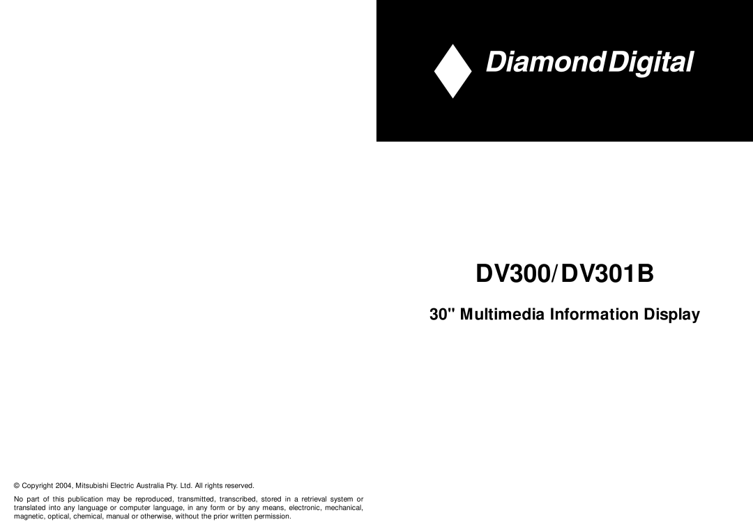 Mitsubishi Electronics manual DV300/DV301B 