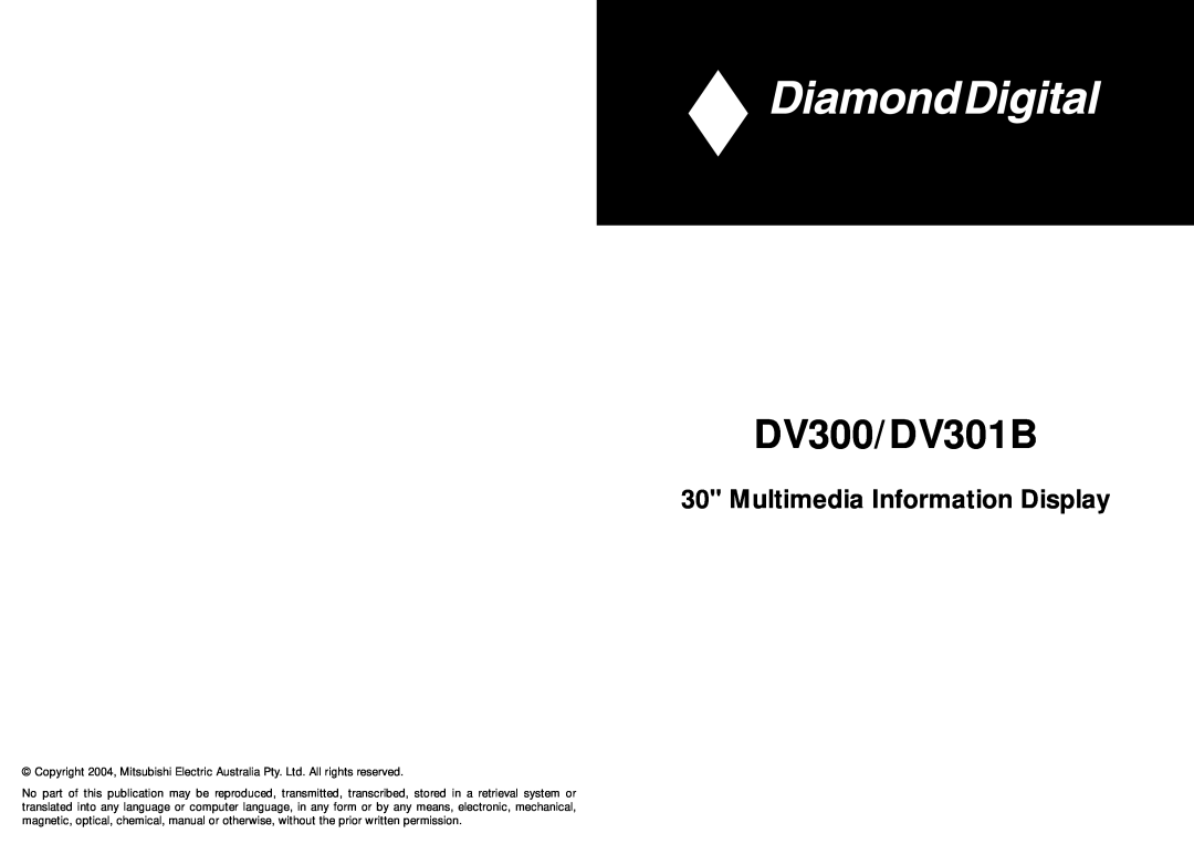 Mitsubishi Electronics manual DV300/DV301B, Multimedia Information Display 