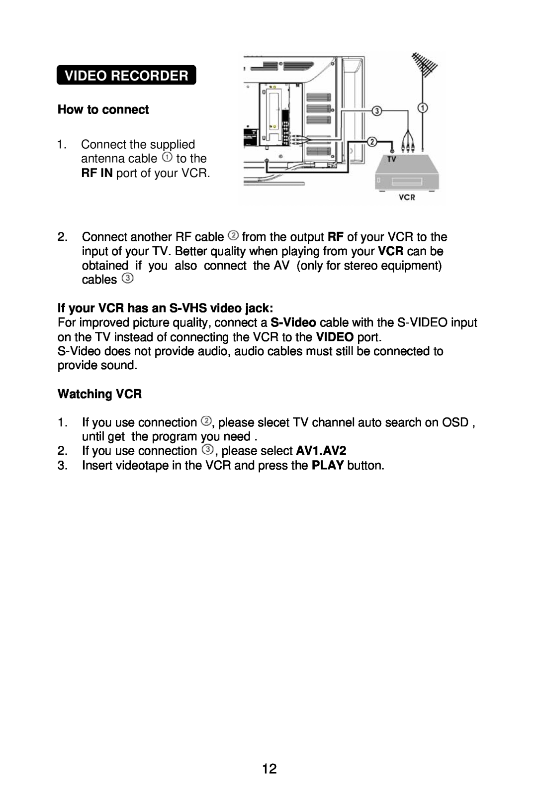 Mitsubishi Electronics DV321 user manual Video Recorder, How to connect, If your VCR has an S-VHS video jack, Watching VCR 
