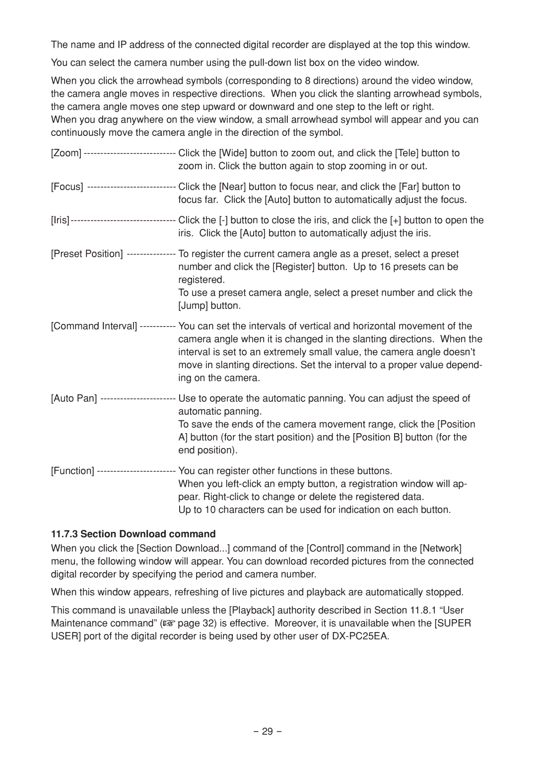 Mitsubishi Electronics DX-PC25EA operation manual Section Download command 