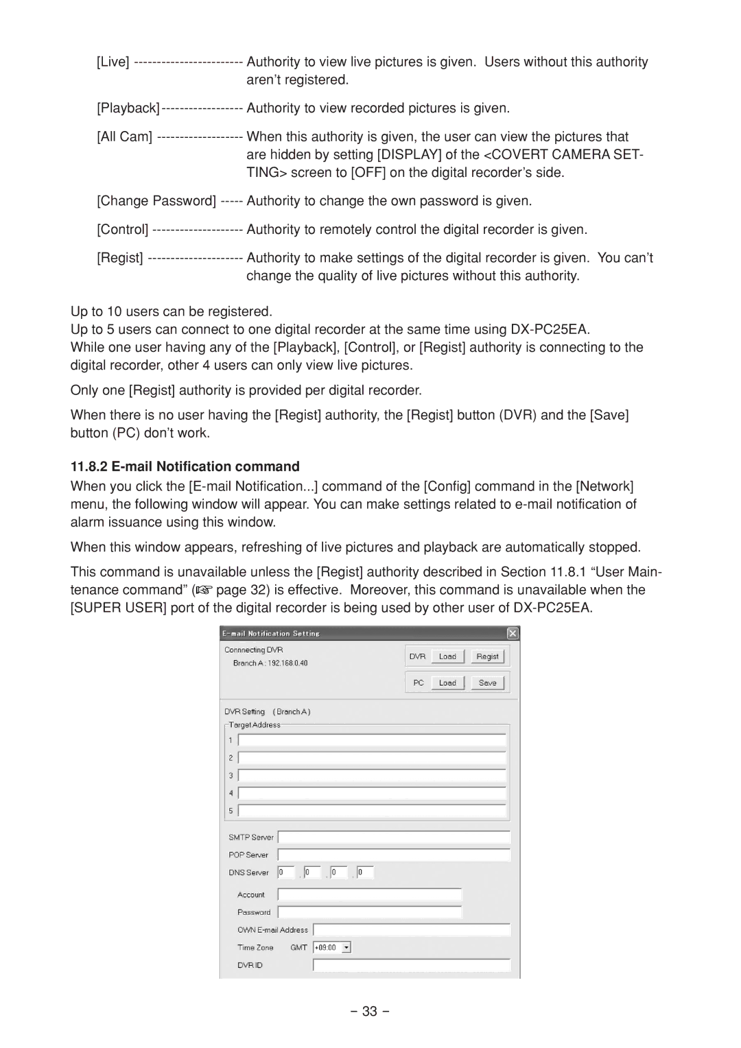 Mitsubishi Electronics DX-PC25EA operation manual Mail Notification command 