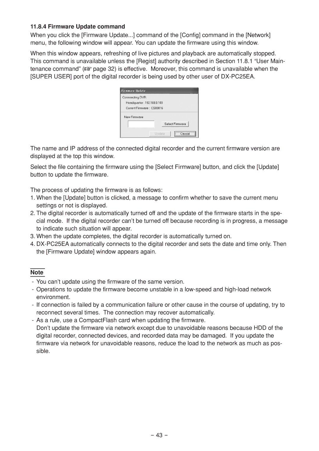 Mitsubishi Electronics DX-PC25EA operation manual Firmware Update command 