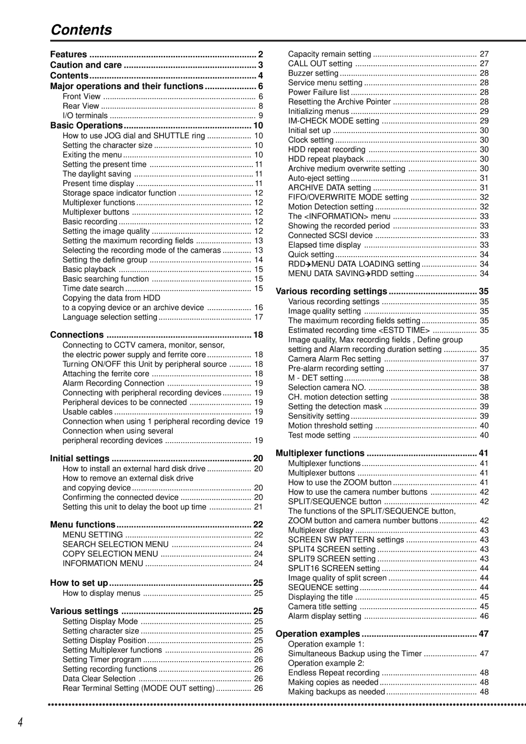 Mitsubishi Electronics DX-TL1600EM operation manual Contents 