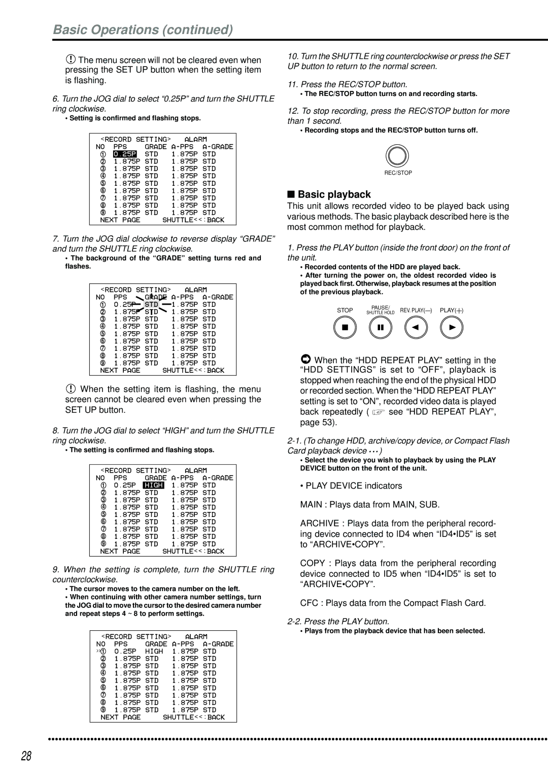 Mitsubishi Electronics DX-TL2500U Basic playback, Back repeatedly see HDD Repeat PLAY, Press the Play button 