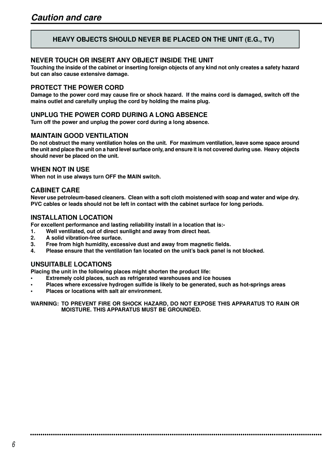 Mitsubishi Electronics DX-TL2500U operation manual Protect the Power Cord, When not in use always turn OFF the Main switch 