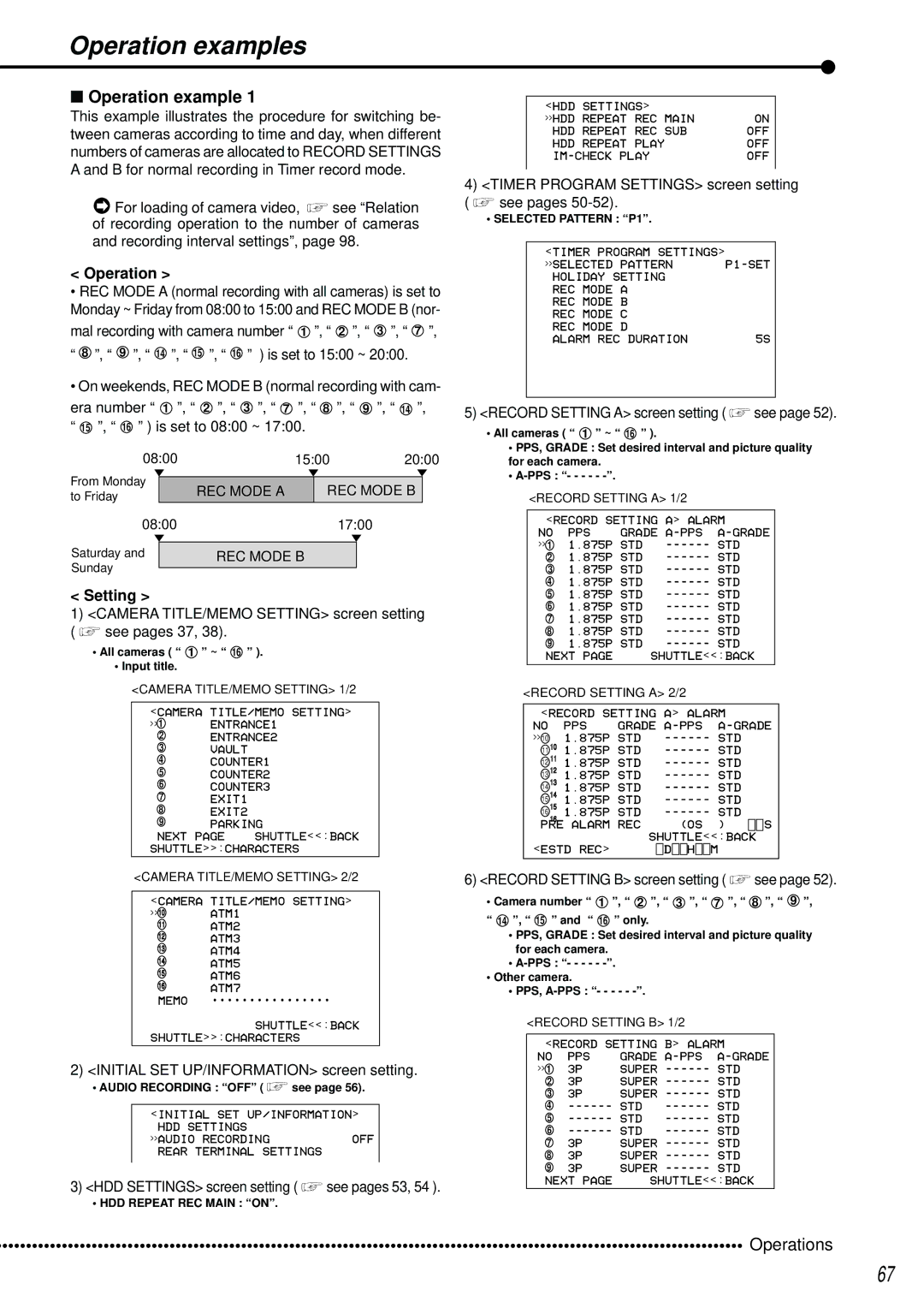 Mitsubishi Electronics DX-TL2500U operation manual Operation examples, Setting 