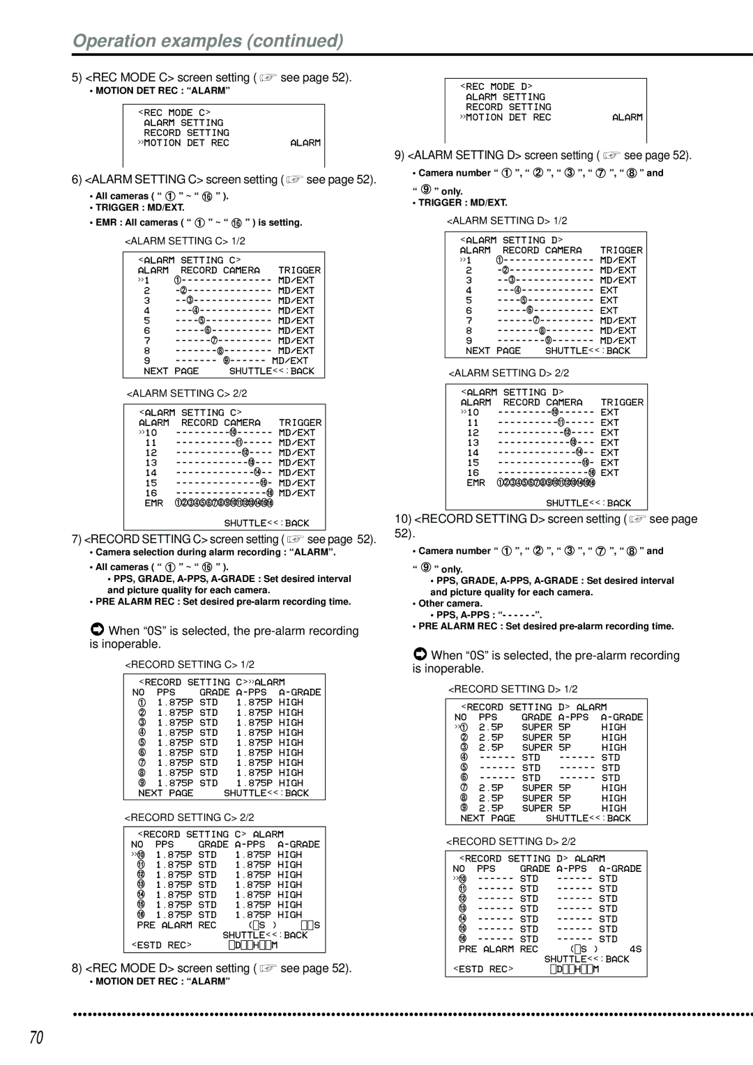 Mitsubishi Electronics DX-TL2500U operation manual REC Mode C screen setting see, REC Mode D screen setting see 