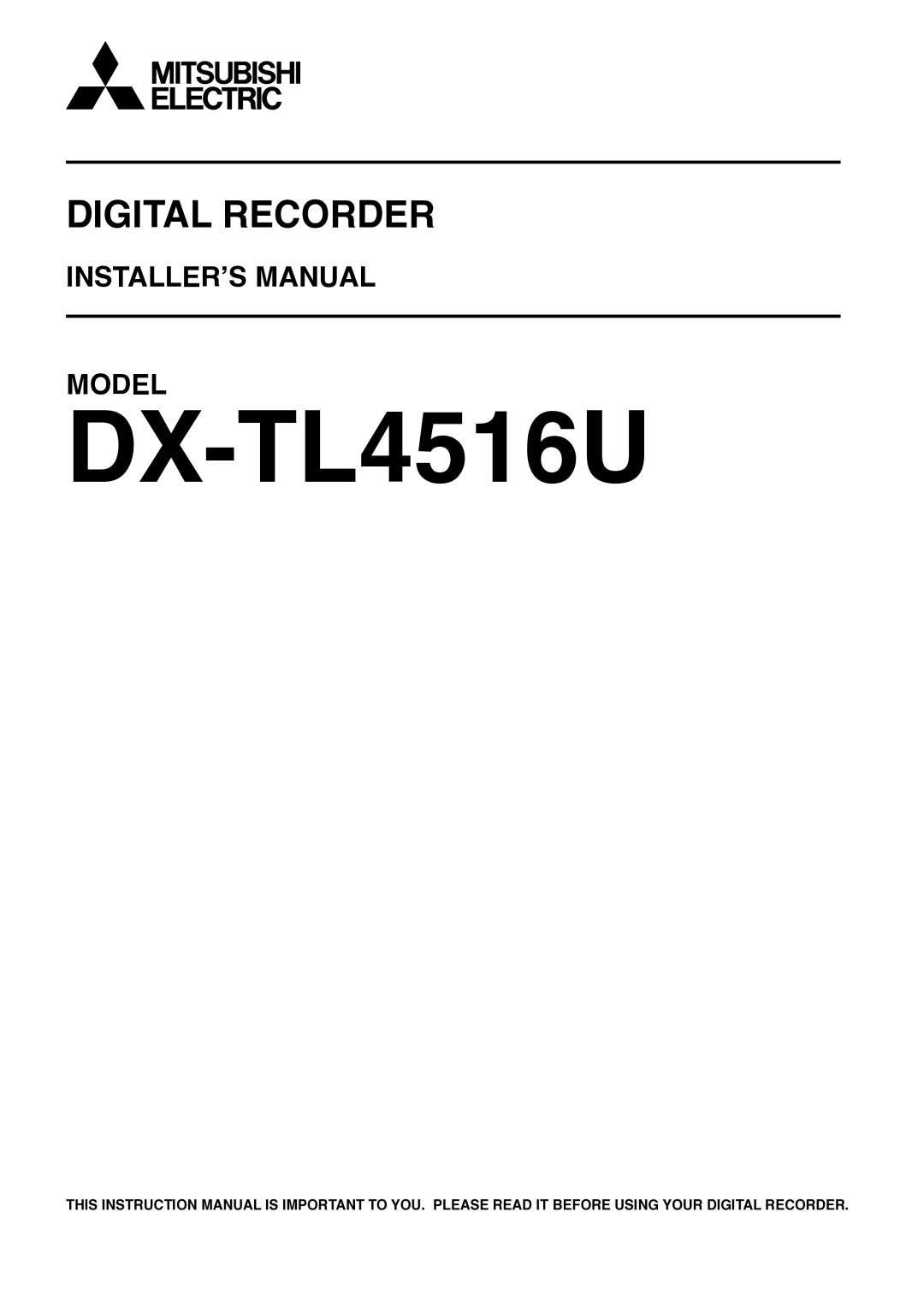 Mitsubishi Electronics DX-TL4516U instruction manual 