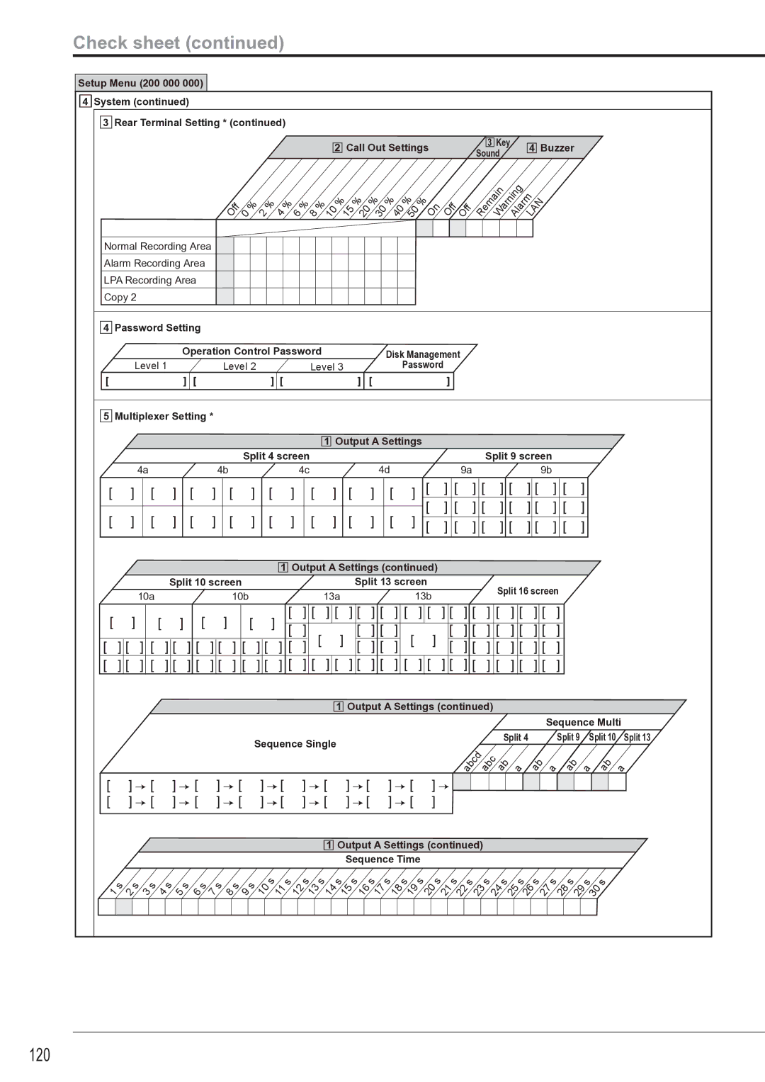 Mitsubishi Electronics DX-TL4516U instruction manual 120, Split 4 screen, Sequence Single 