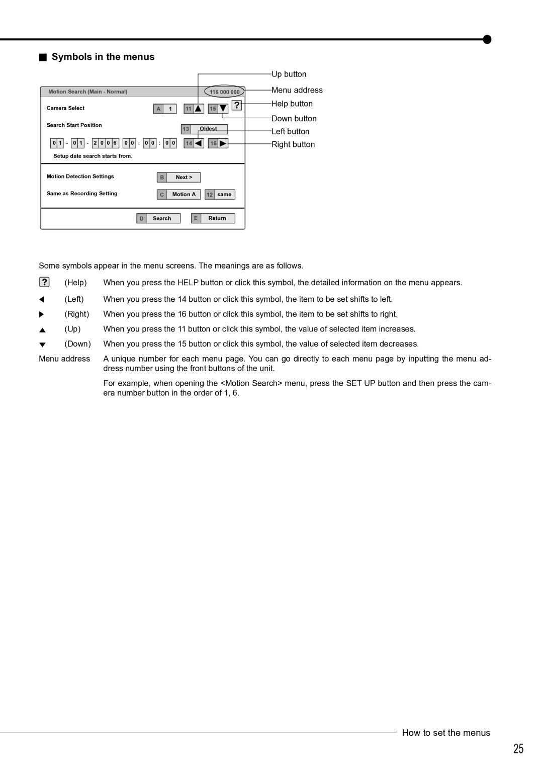 Mitsubishi Electronics DX-TL4516U instruction manual Symbols in the menus, Right button 