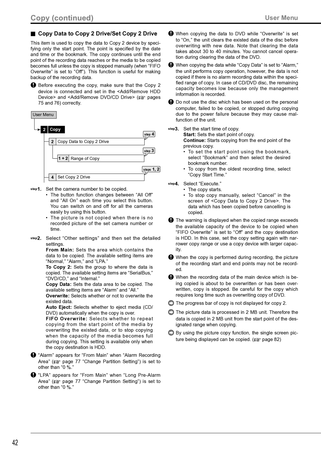 Mitsubishi Electronics DX-TL4516U instruction manual Copy Data to Copy 2 Drive/Set Copy 2 Drive 