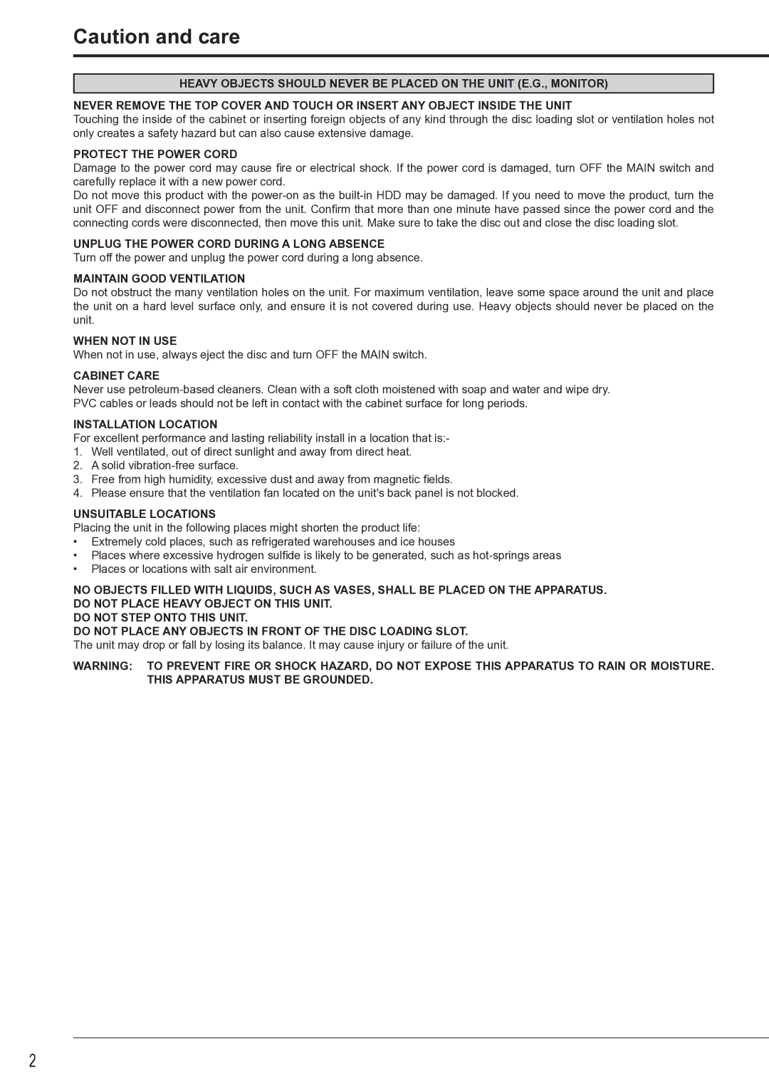 Mitsubishi Electronics DX-TL4516U instruction manual Unplug the Power Cord During a Long Absence 