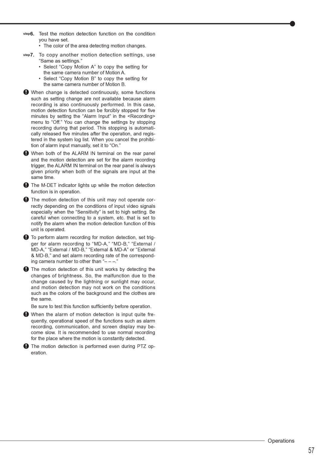 Mitsubishi Electronics DX-TL4516U instruction manual Motion detection is performed even during PTZ op- eration 