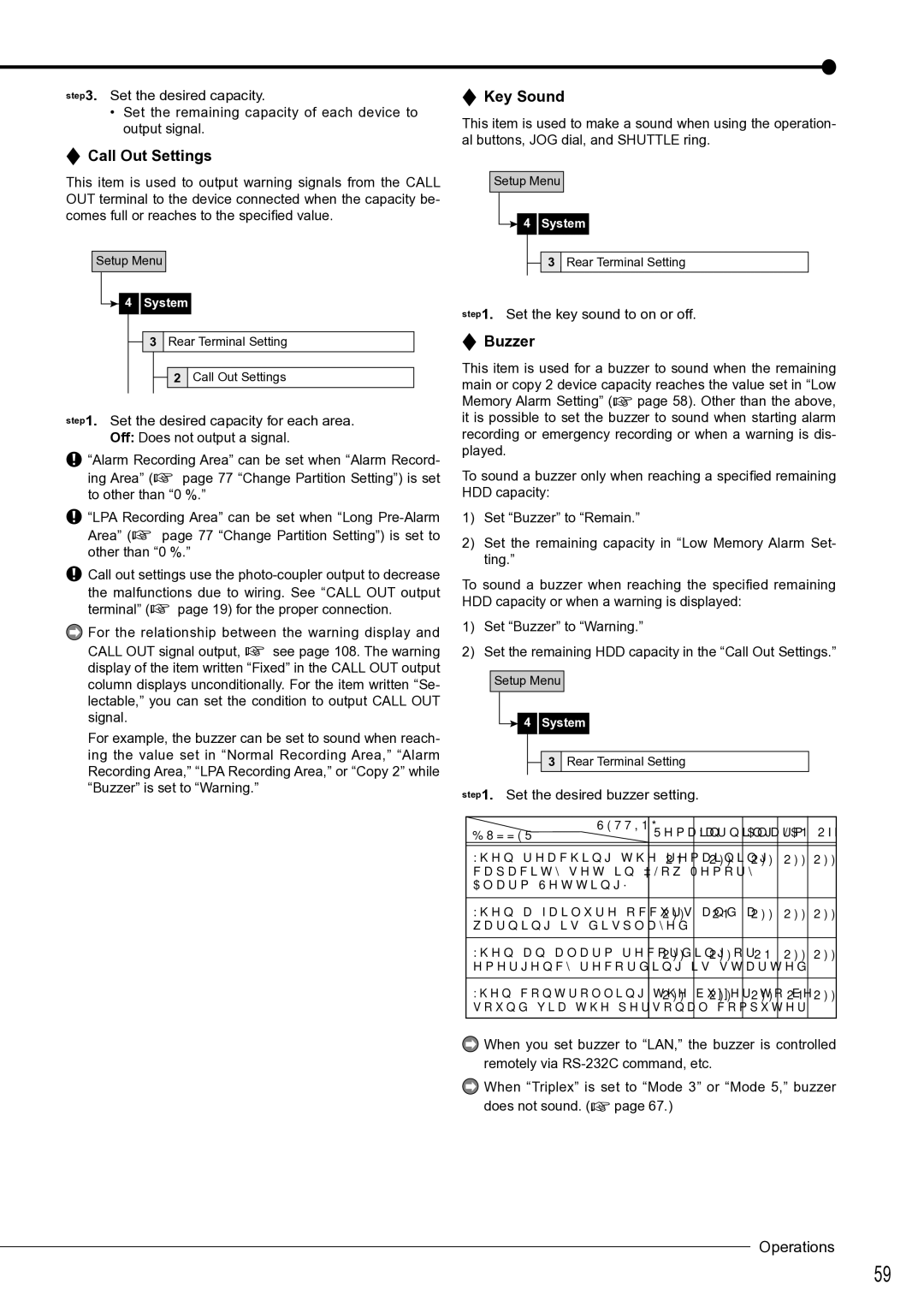 Mitsubishi Electronics DX-TL4516U instruction manual Call Out Settings, Key Sound, Buzzer 