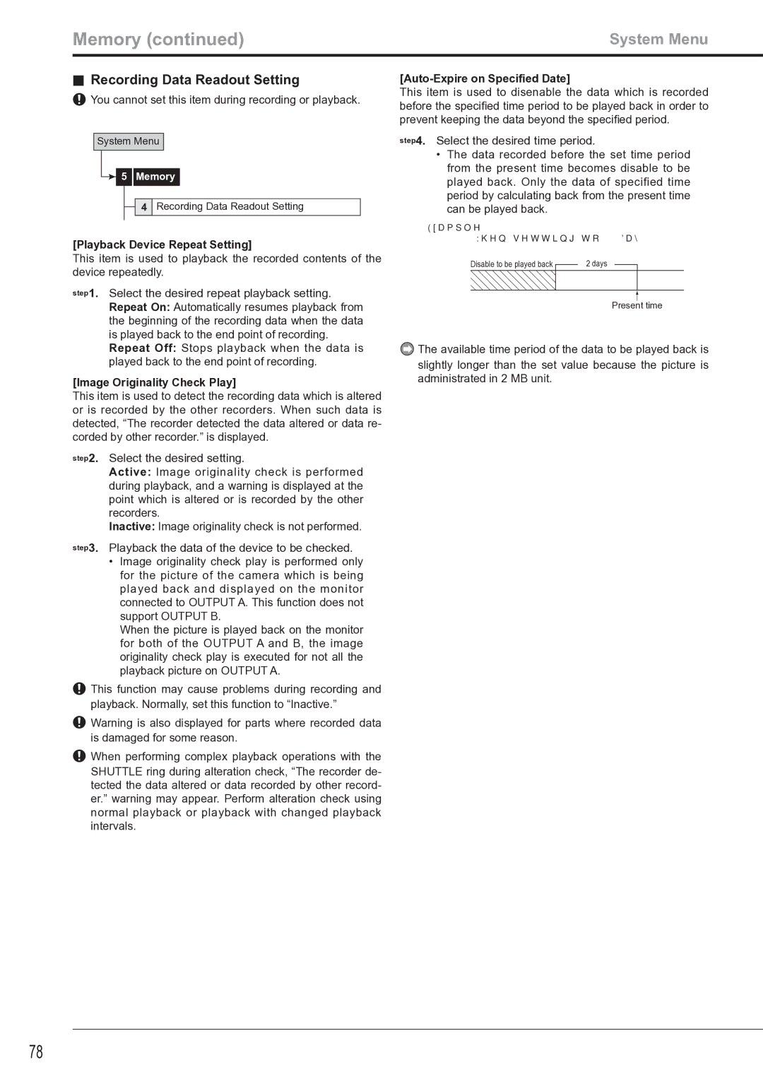 Mitsubishi Electronics DX-TL4516U instruction manual Recording Data Readout Setting, Playback Device Repeat Setting 