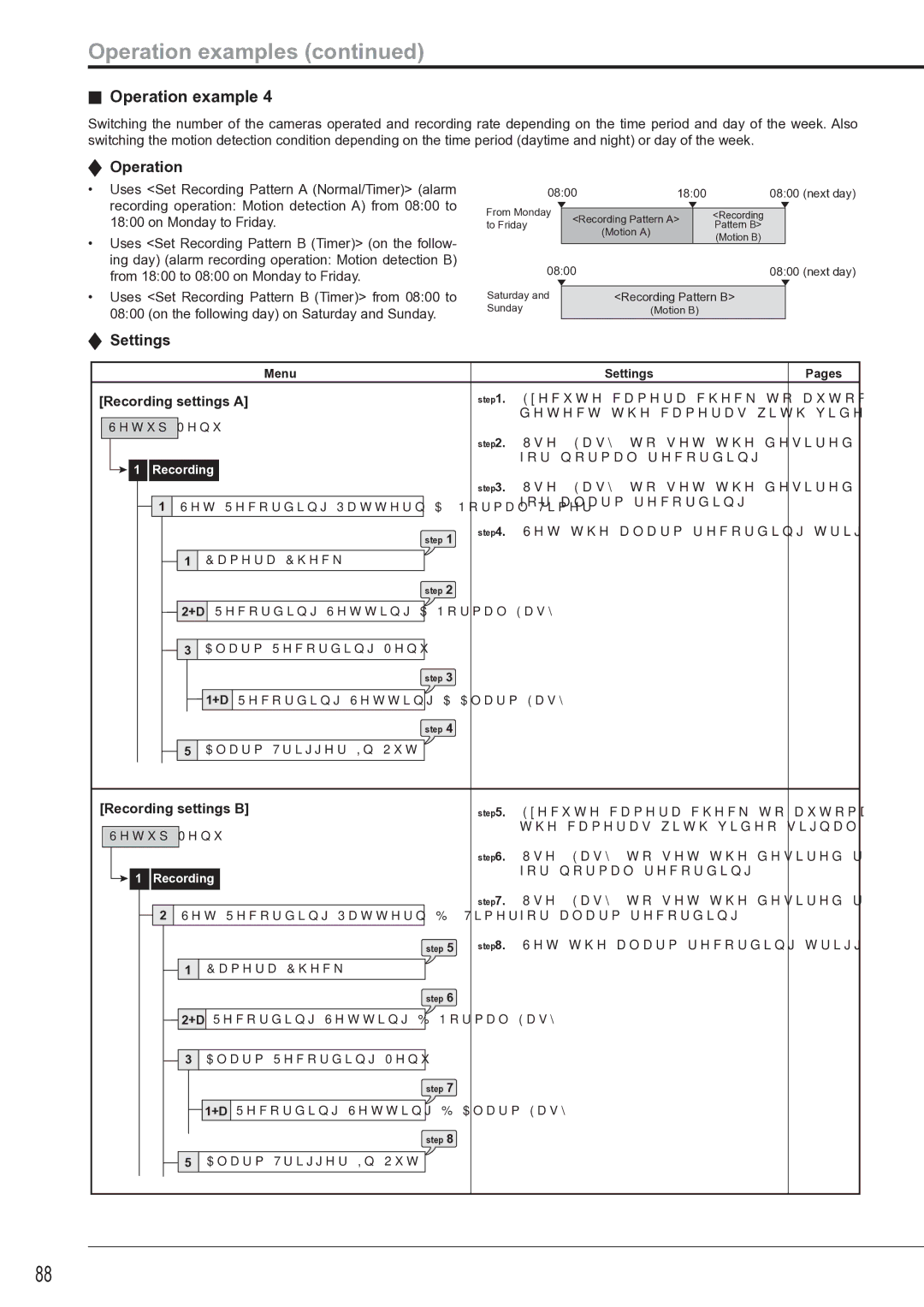 Mitsubishi Electronics DX-TL4516U instruction manual Set Recording Pattern a Normal/Timer For alarm recording 