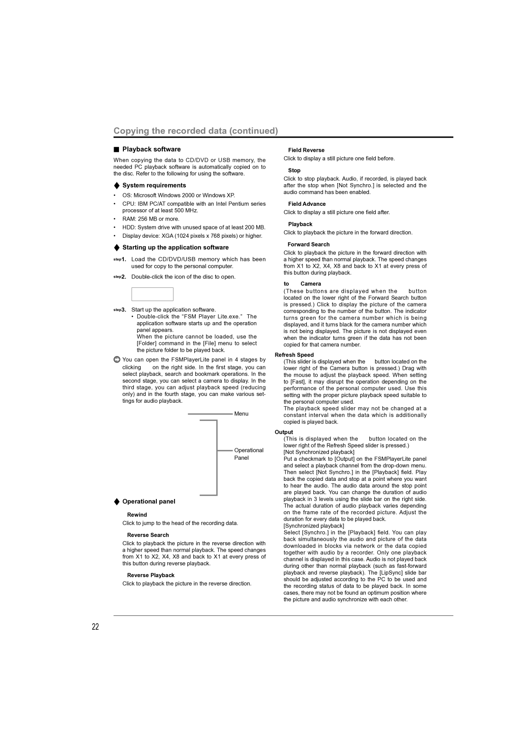 Mitsubishi Electronics DX-TL4709U Playback software, System requirements, Starting up the application software 