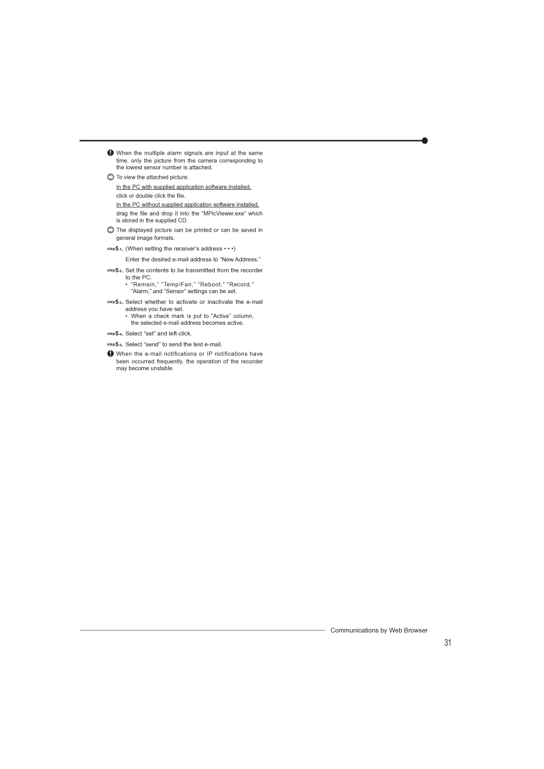 Mitsubishi Electronics DX-TL4709U instruction manual Communications by Web Browser 