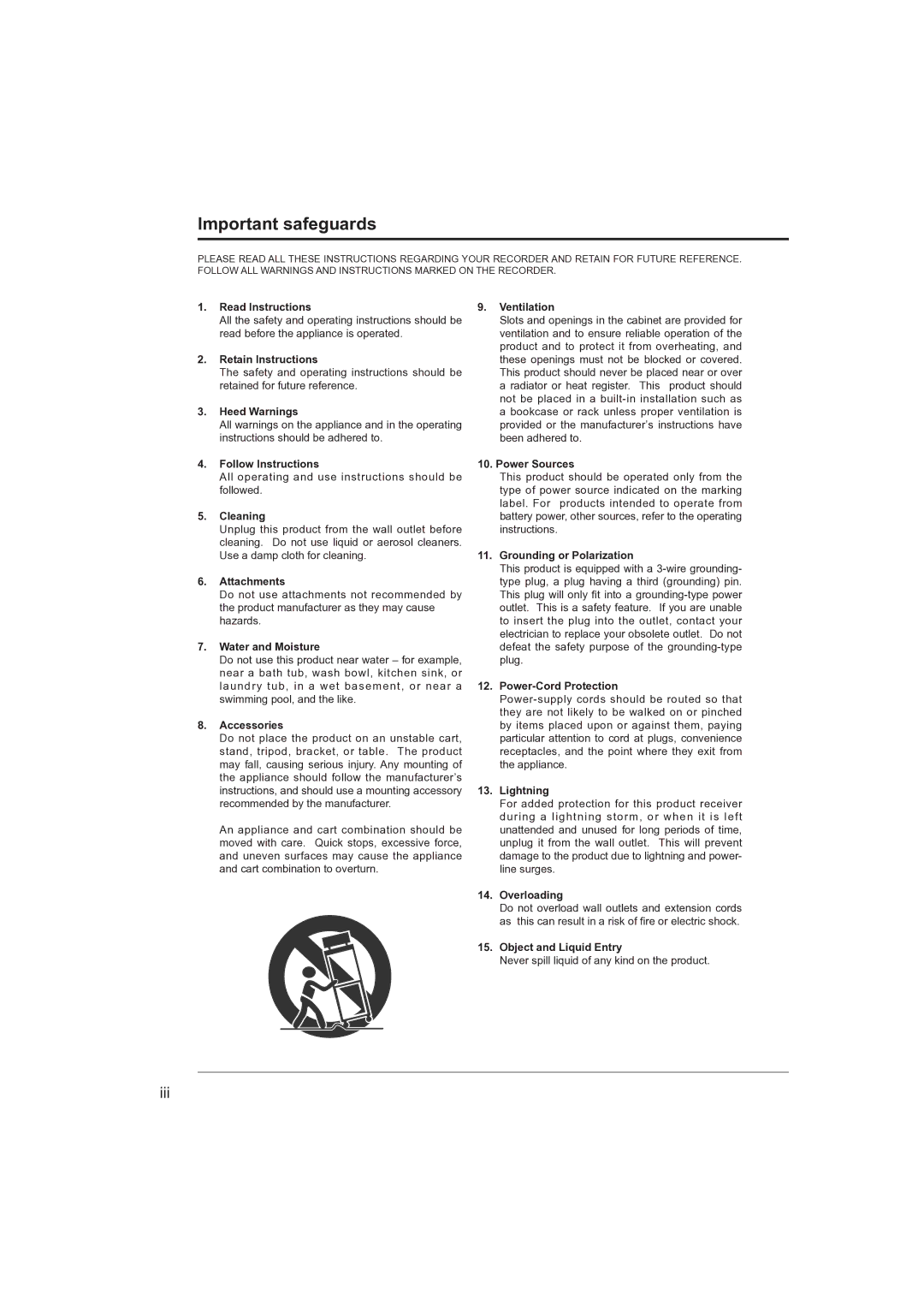 Mitsubishi Electronics DX-TL4709U instruction manual Important safeguards 