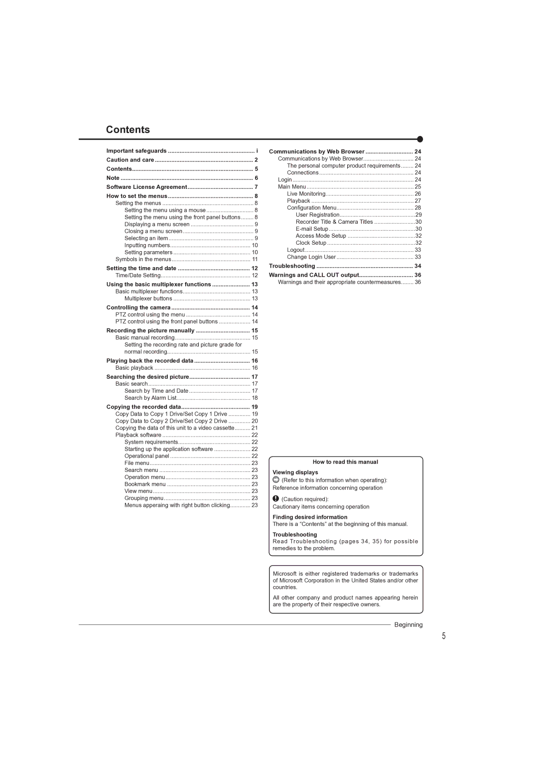 Mitsubishi Electronics DX-TL4709U instruction manual Contents 