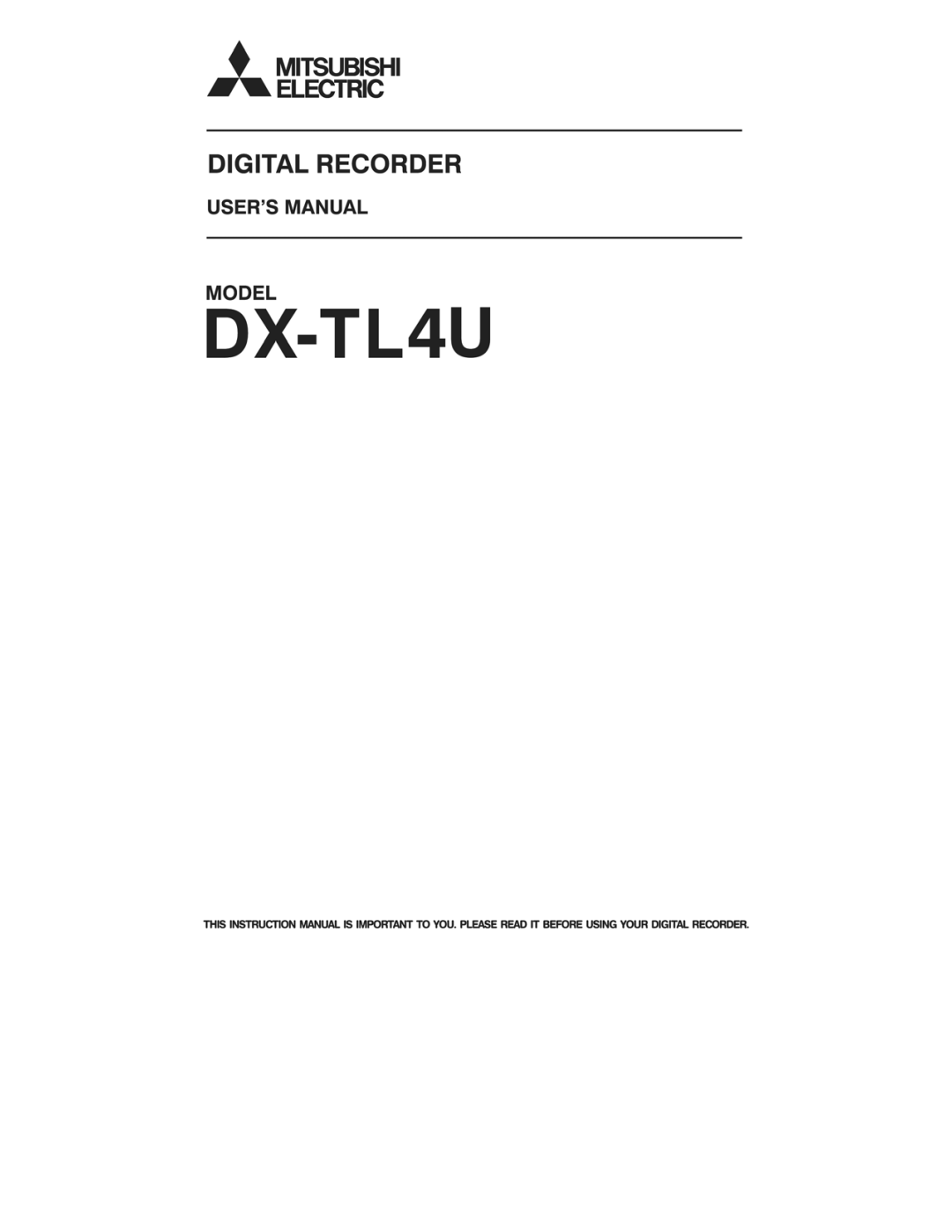 Mitsubishi Electronics DX-TL4U manual 