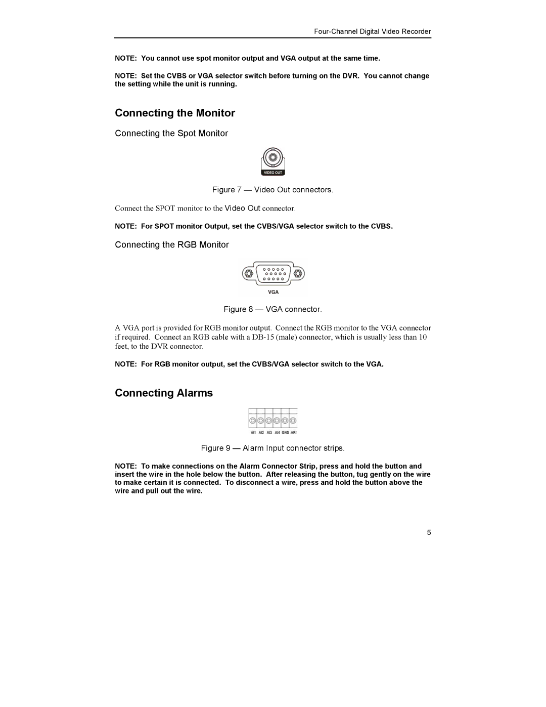 Mitsubishi Electronics DX-TL4U manual Connecting the Monitor, Connecting Alarms, Connecting the Spot Monitor 