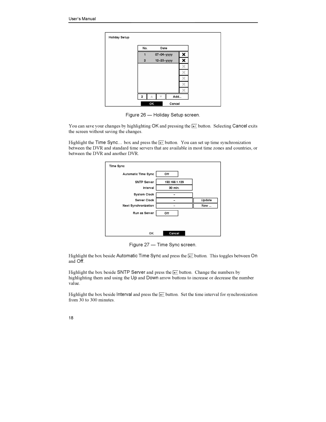 Mitsubishi Electronics DX-TL4U manual Holiday Setup screen 