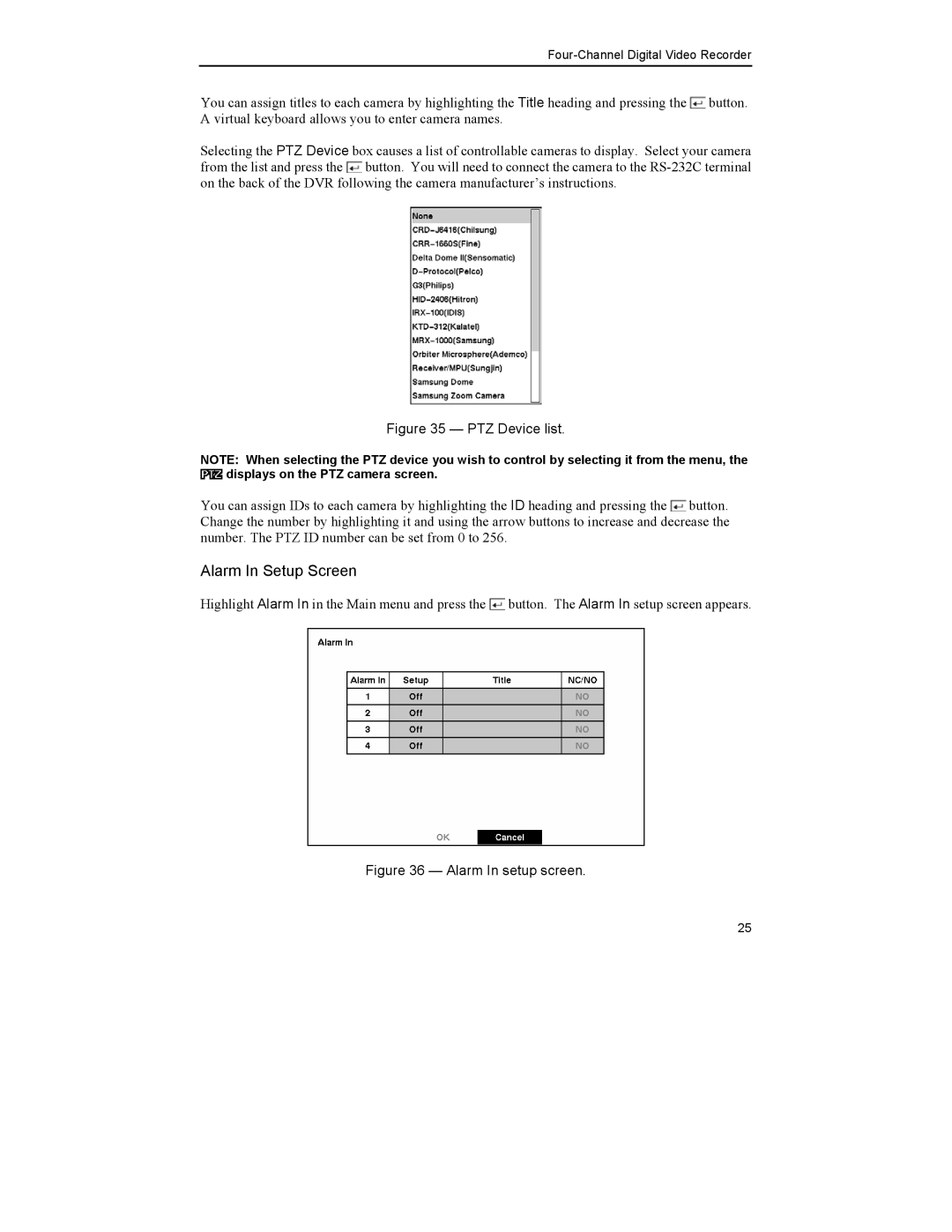 Mitsubishi Electronics DX-TL4U manual PTZ Device list 