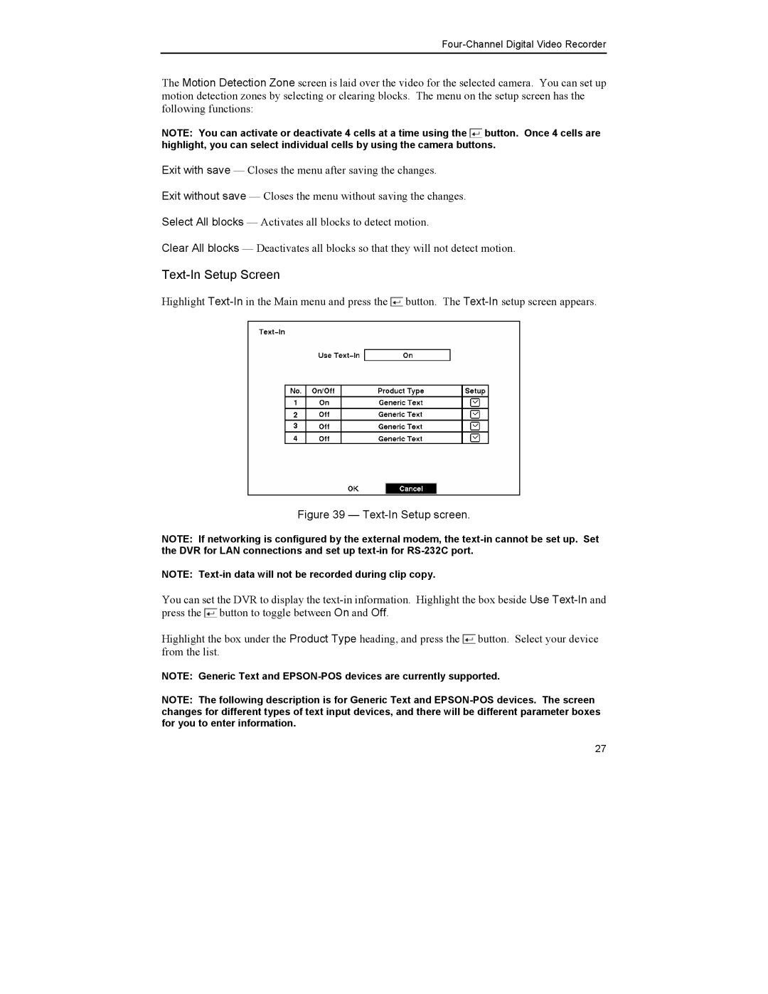 Mitsubishi Electronics DX-TL4U manual Text-In Setup screen 