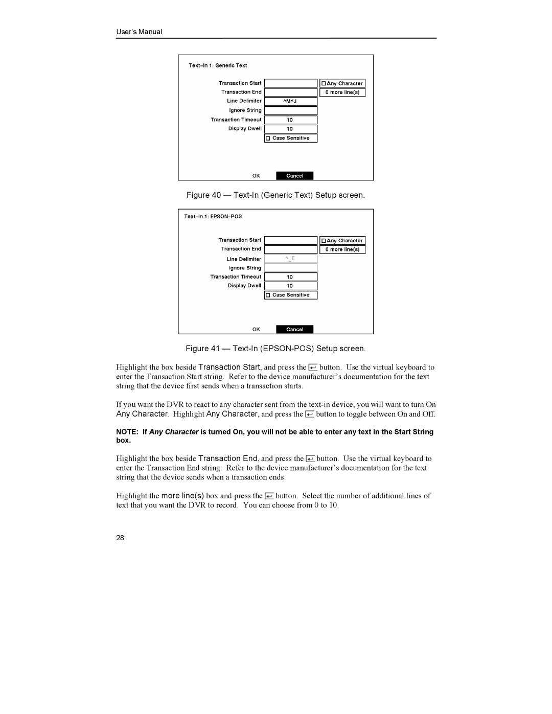 Mitsubishi Electronics DX-TL4U manual Text-In Generic Text Setup screen 